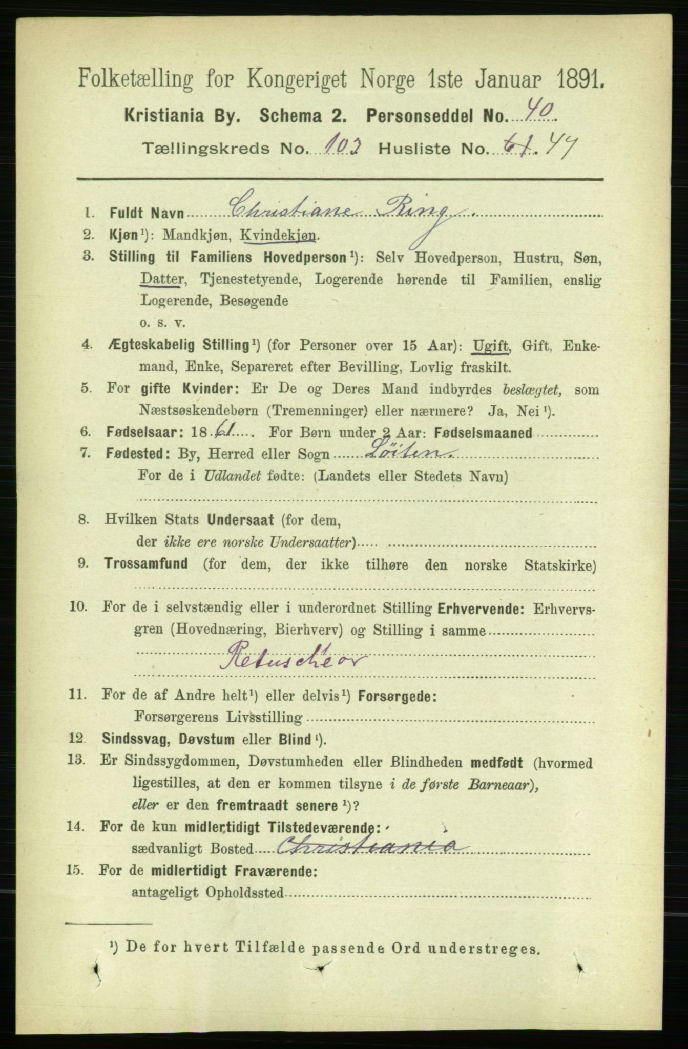 RA, 1891 census for 0301 Kristiania, 1891, p. 52151