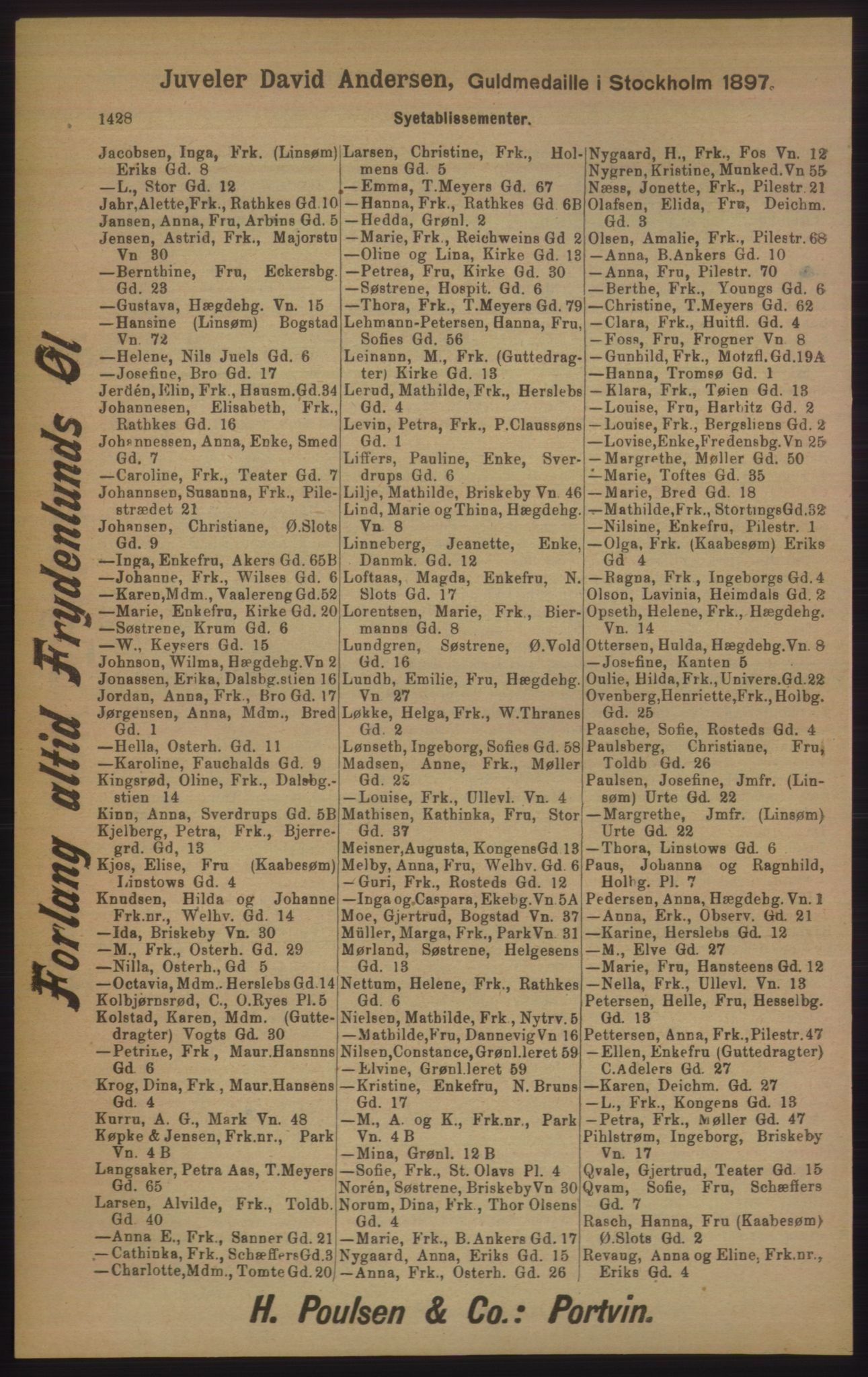 Kristiania/Oslo adressebok, PUBL/-, 1905, p. 1428