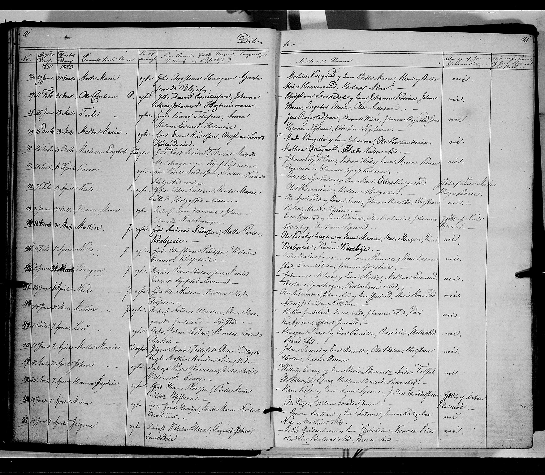 Østre Toten prestekontor, AV/SAH-PREST-104/H/Ha/Haa/L0003: Parish register (official) no. 3, 1848-1856, p. 21