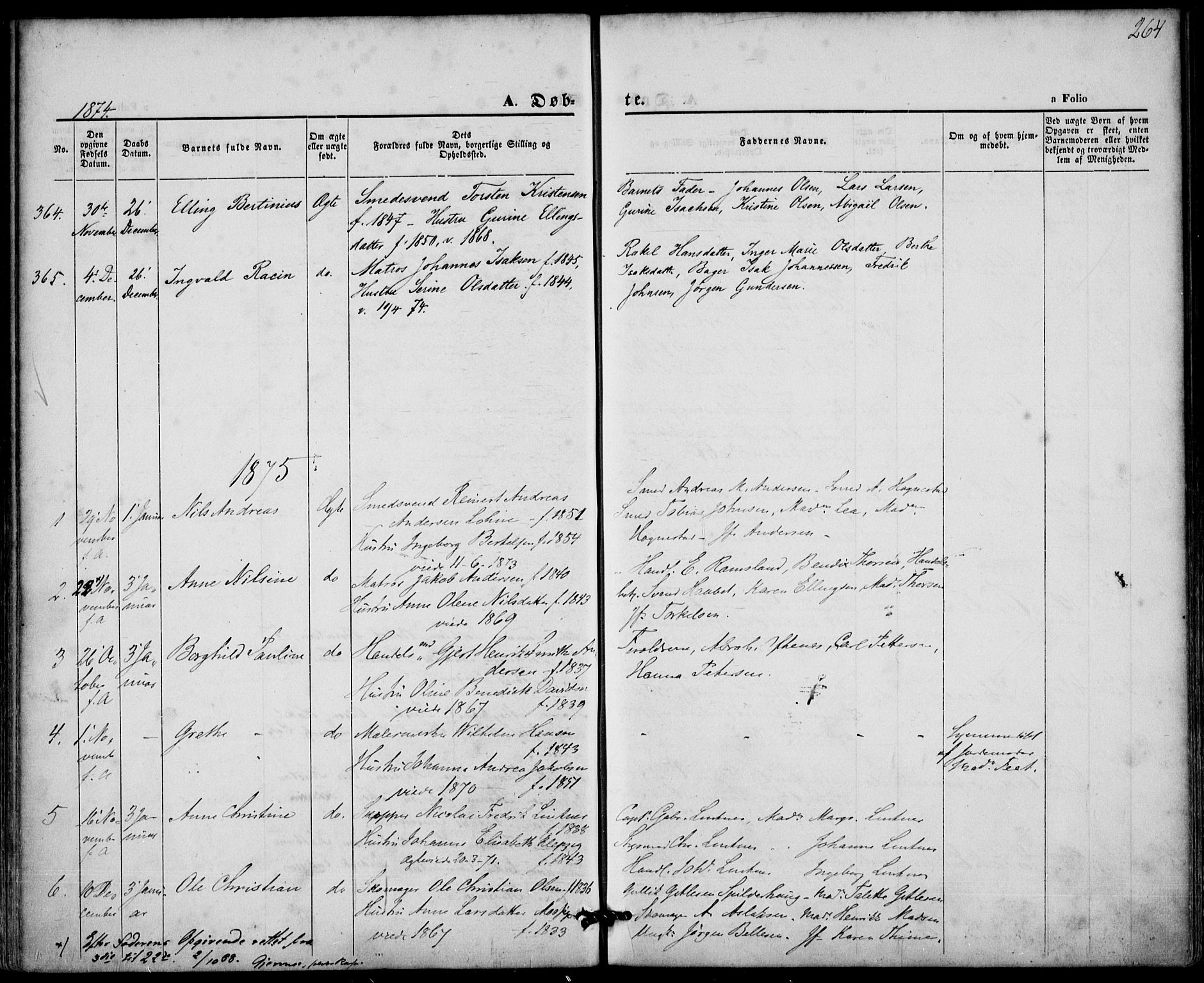 St. Petri sokneprestkontor, AV/SAST-A-101813/001/30/30BA/L0008: Parish register (official) no. A 8, 1868-1876, p. 264