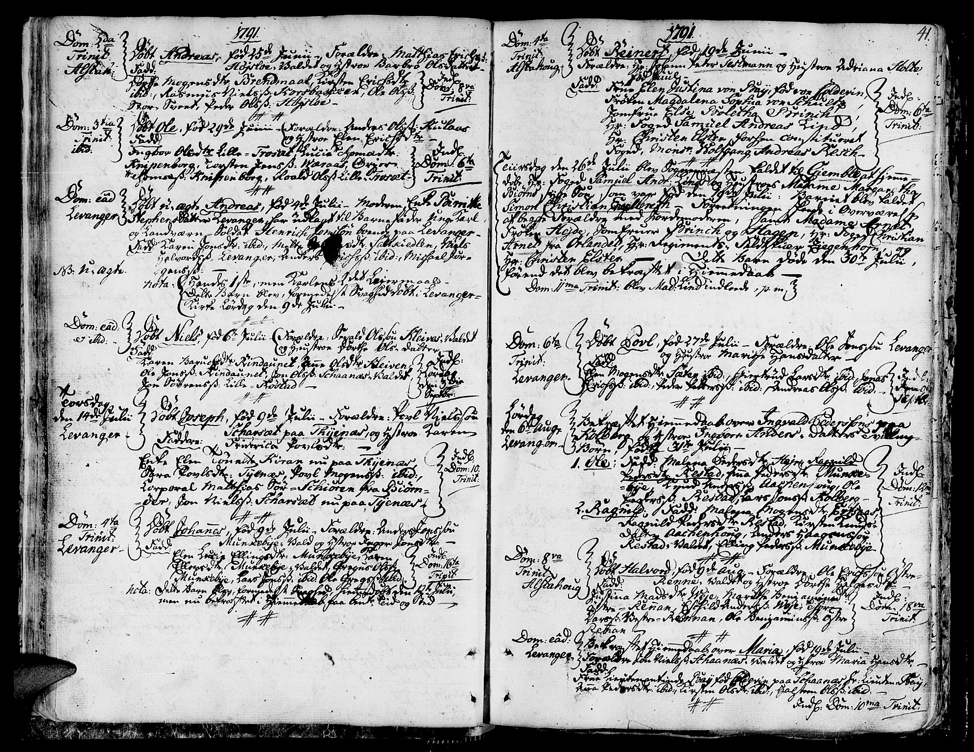 Ministerialprotokoller, klokkerbøker og fødselsregistre - Nord-Trøndelag, AV/SAT-A-1458/717/L0142: Parish register (official) no. 717A02 /1, 1783-1809, p. 41