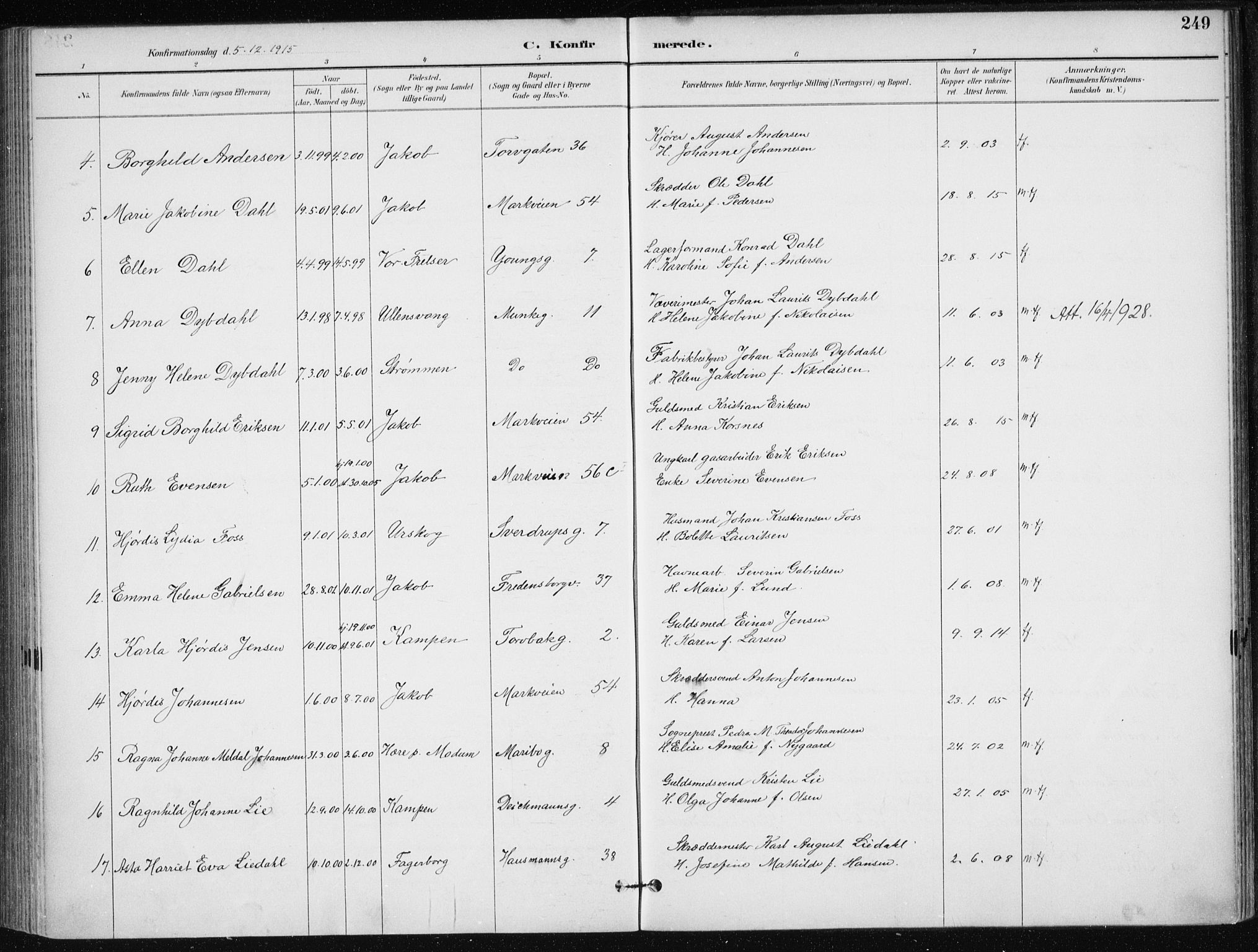 Jakob prestekontor Kirkebøker, SAO/A-10850/F/Fa/L0008: Parish register (official) no. 8, 1892-1924, p. 249