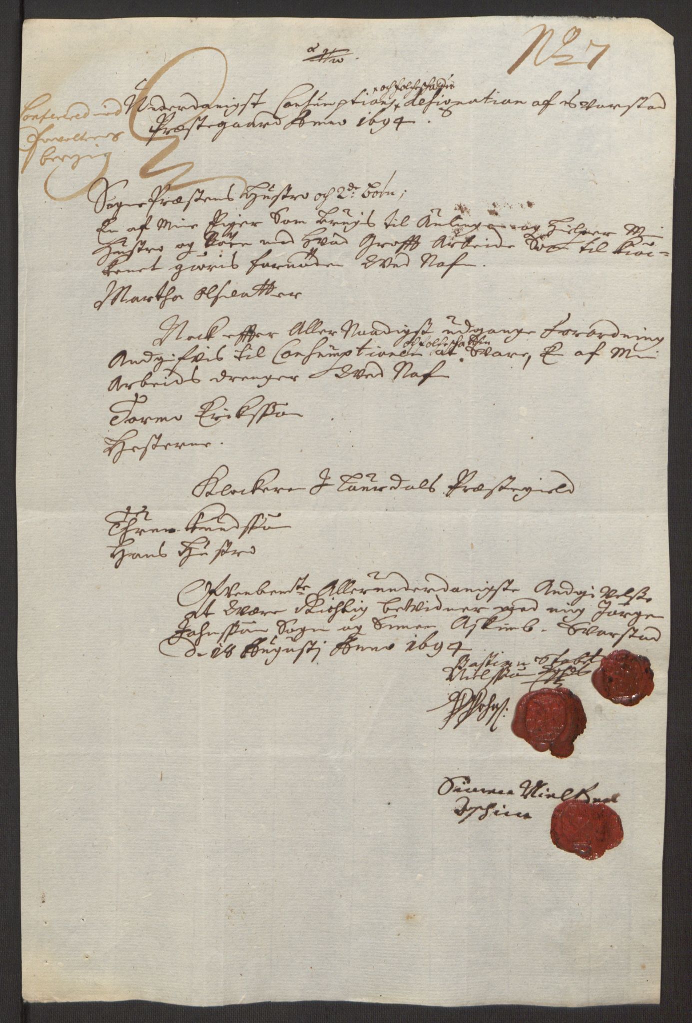 Rentekammeret inntil 1814, Reviderte regnskaper, Fogderegnskap, RA/EA-4092/R32/L1867: Fogderegnskap Jarlsberg grevskap, 1694-1696, p. 36