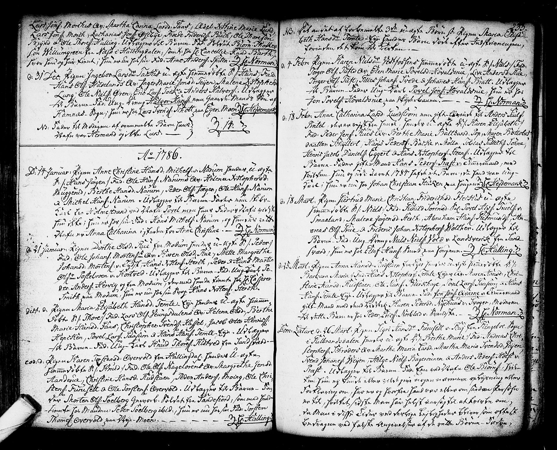 Kongsberg kirkebøker, SAKO/A-22/F/Fa/L0006: Parish register (official) no. I 6, 1783-1797, p. 233