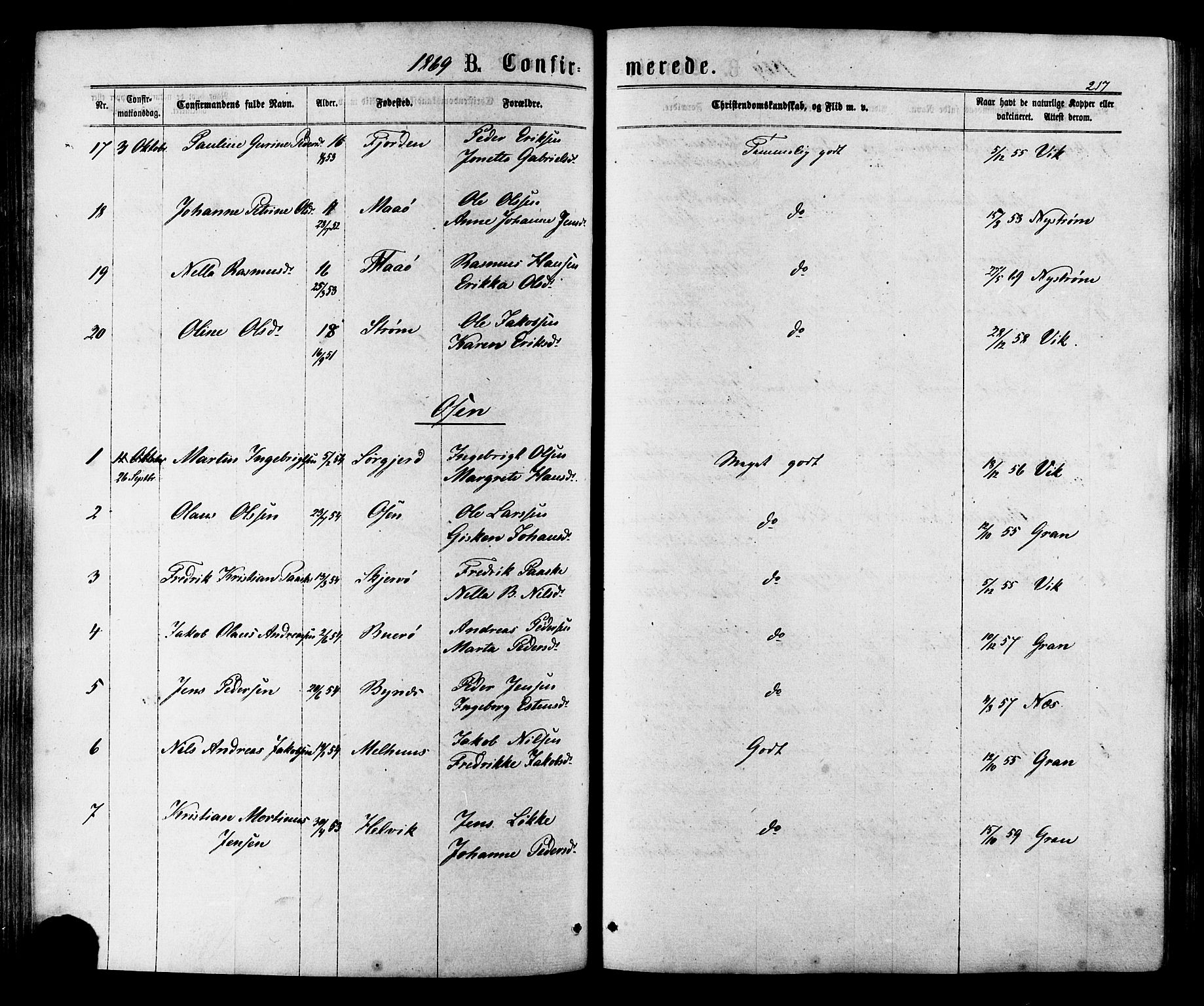 Ministerialprotokoller, klokkerbøker og fødselsregistre - Sør-Trøndelag, AV/SAT-A-1456/657/L0706: Parish register (official) no. 657A07, 1867-1878, p. 217