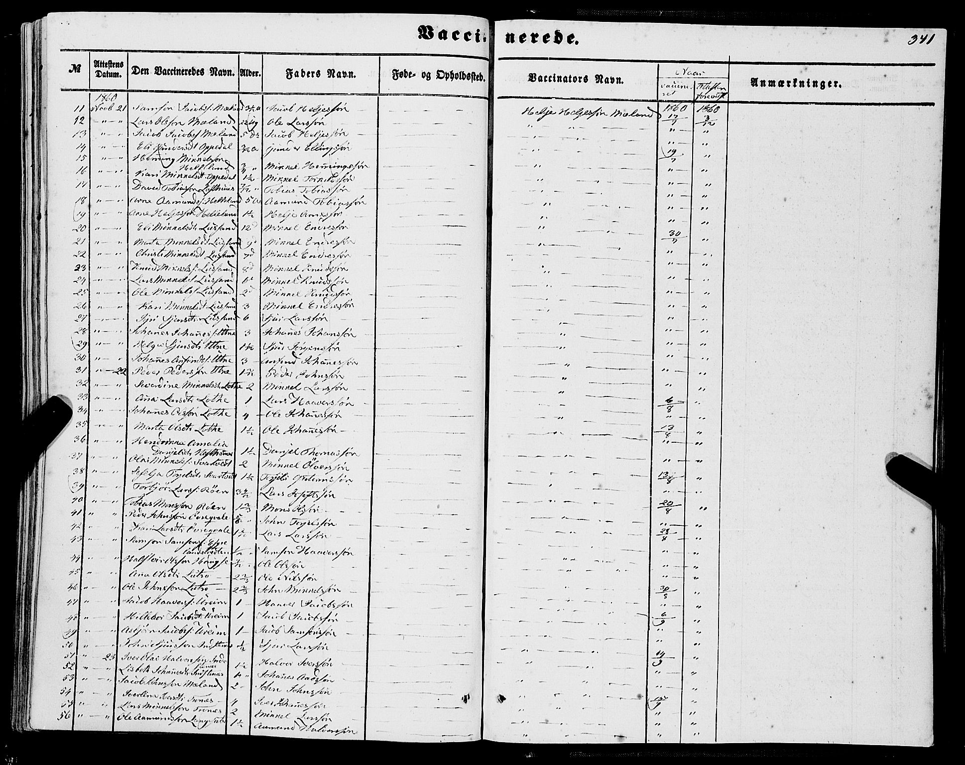 Ullensvang sokneprestembete, SAB/A-78701/H/Haa: Parish register (official) no. A 11, 1854-1866, p. 341