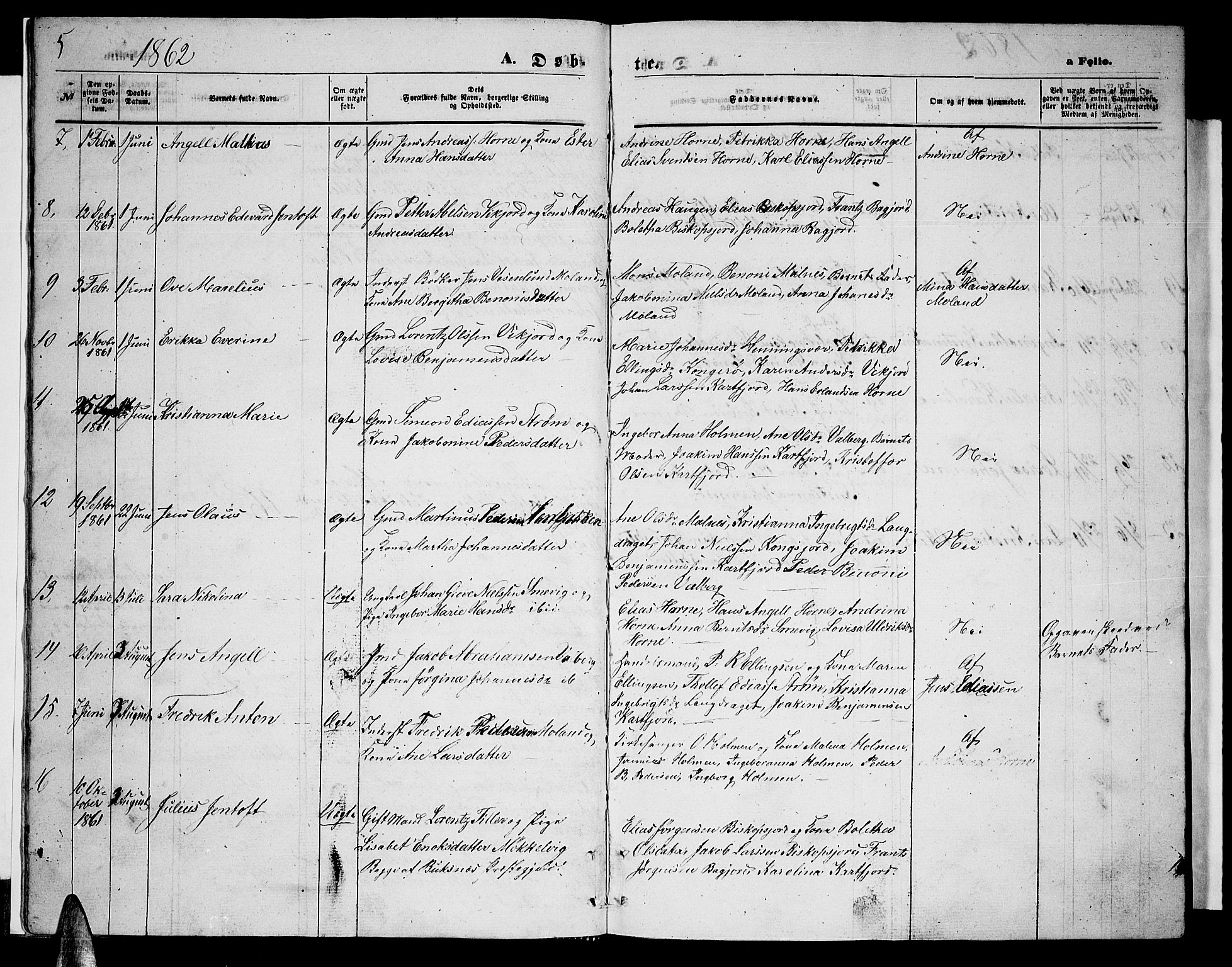 Ministerialprotokoller, klokkerbøker og fødselsregistre - Nordland, AV/SAT-A-1459/884/L1196: Parish register (copy) no. 884C02, 1860-1887, p. 5
