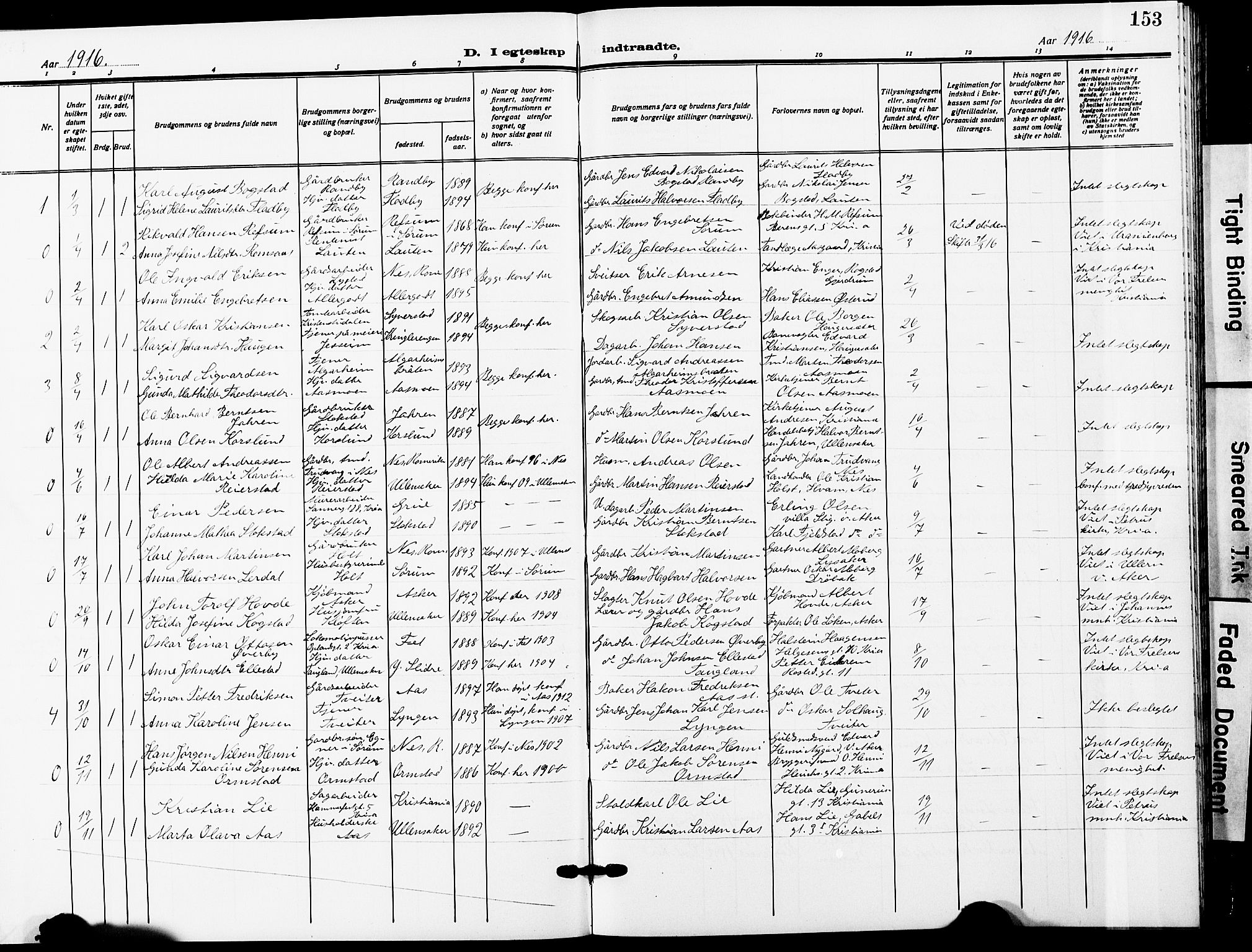 Ullensaker prestekontor Kirkebøker, AV/SAO-A-10236a/G/Ga/L0003: Parish register (copy) no. I 3, 1914-1929, p. 153