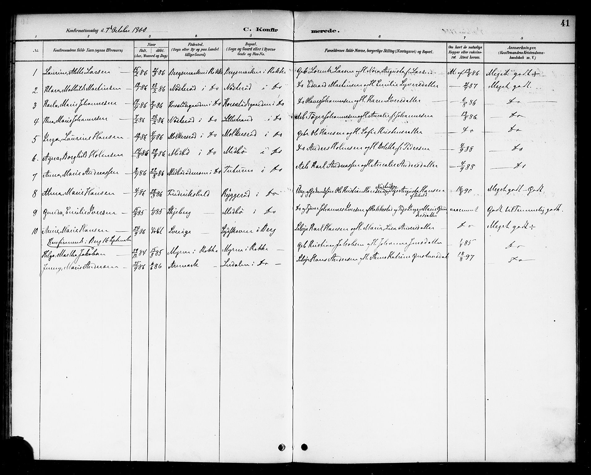 Berg prestekontor Kirkebøker, AV/SAO-A-10902/F/Fc/L0002: Parish register (official) no. III 2, 1888-1901, p. 41