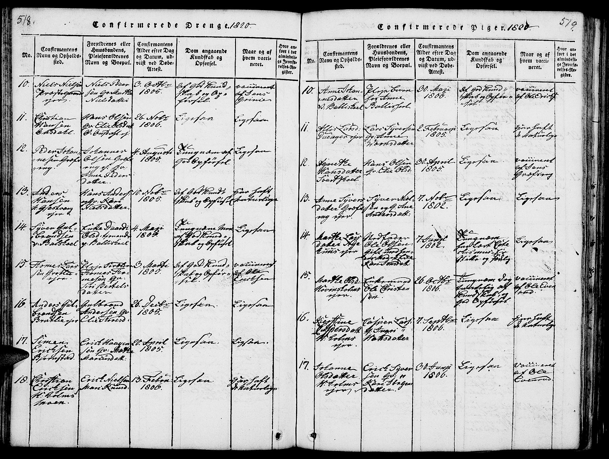 Nes prestekontor, Hedmark, AV/SAH-PREST-020/L/La/L0003: Parish register (copy) no. 3, 1814-1831, p. 518-519