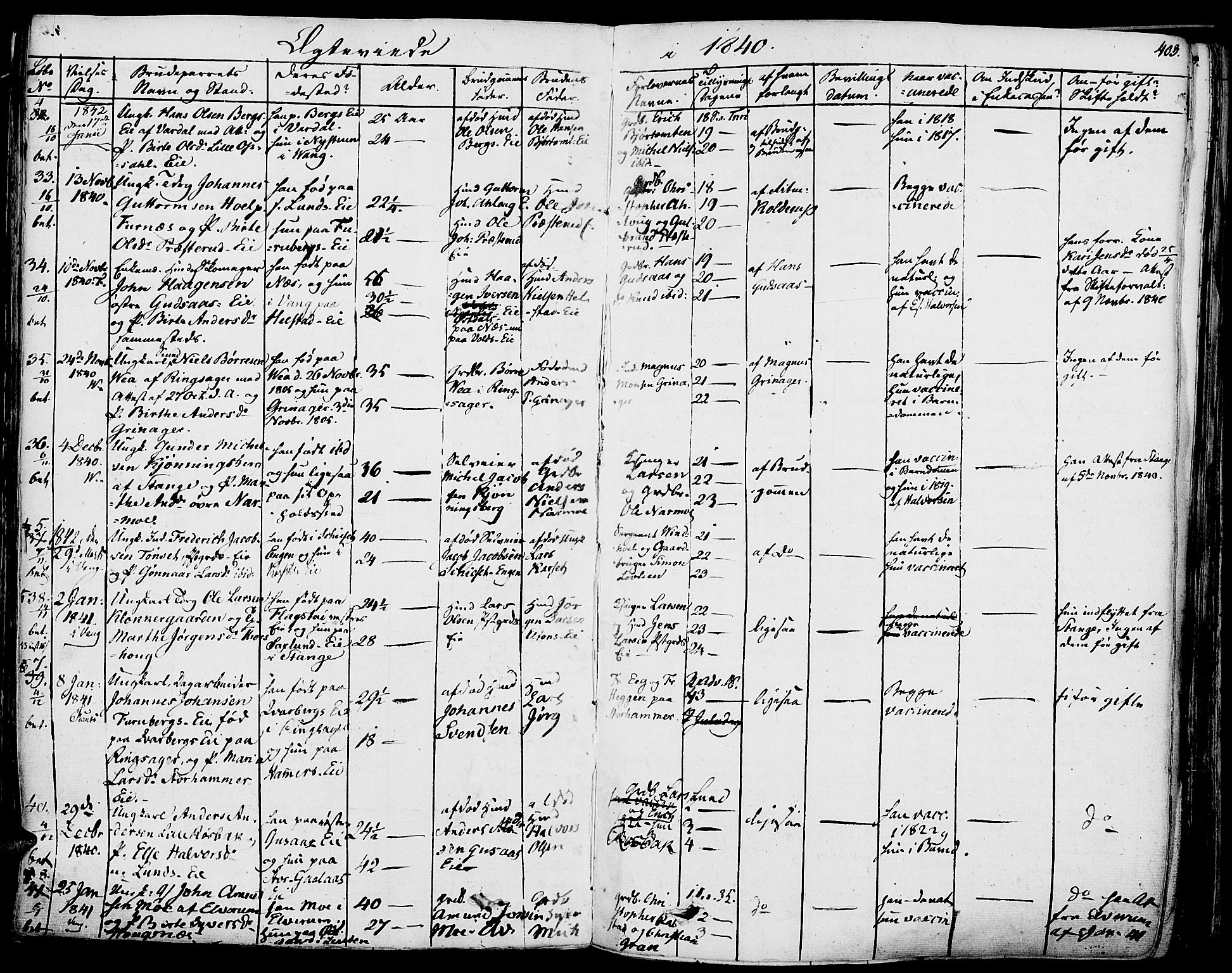 Vang prestekontor, Hedmark, SAH/PREST-008/H/Ha/Haa/L0009: Parish register (official) no. 9, 1826-1841, p. 403