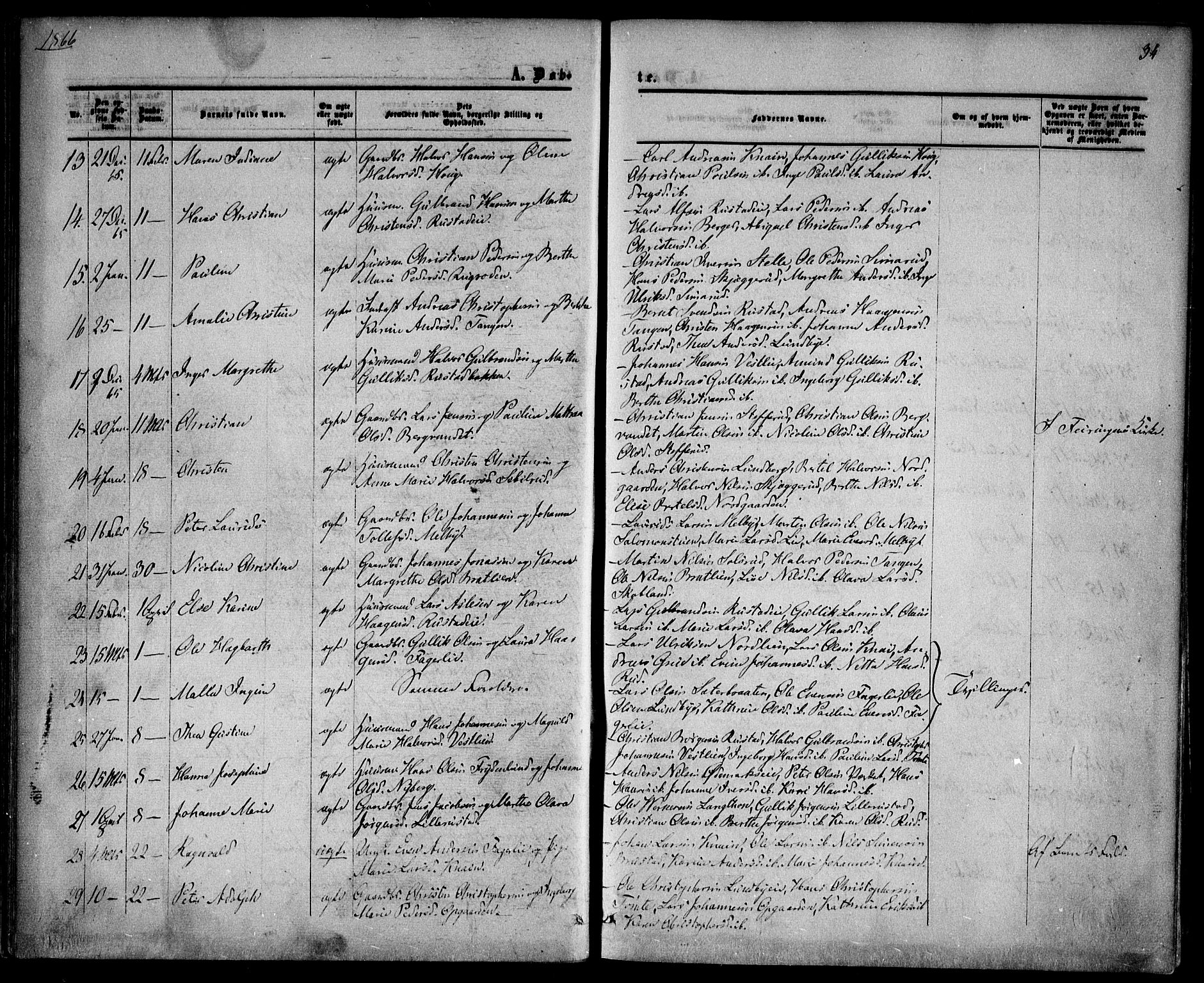 Hurdal prestekontor Kirkebøker, SAO/A-10889/F/Fa/L0006: Parish register (official) no. I 6, 1860-1877, p. 34