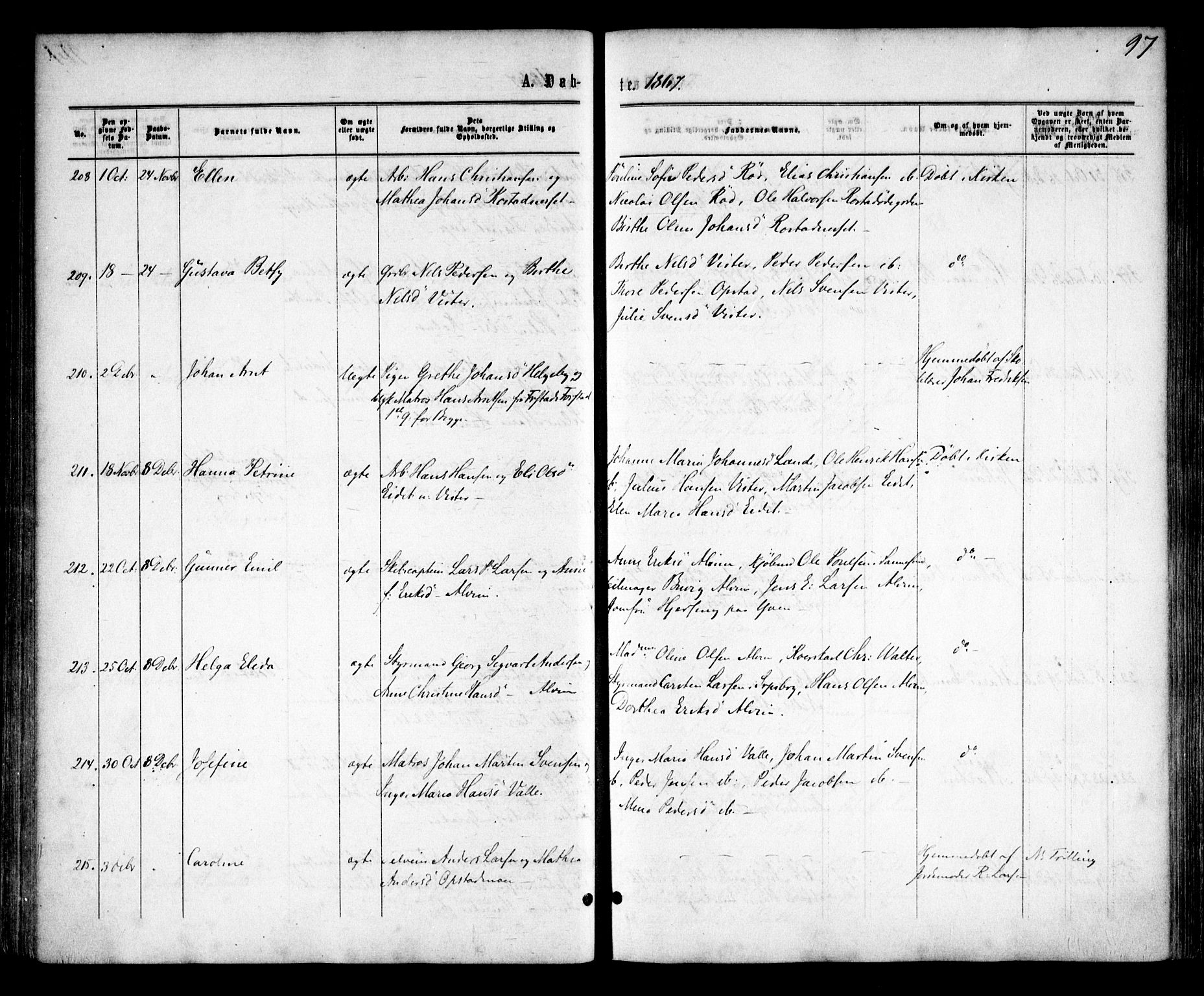 Tune prestekontor Kirkebøker, AV/SAO-A-2007/F/Fa/L0014: Parish register (official) no. 14, 1864-1868, p. 97