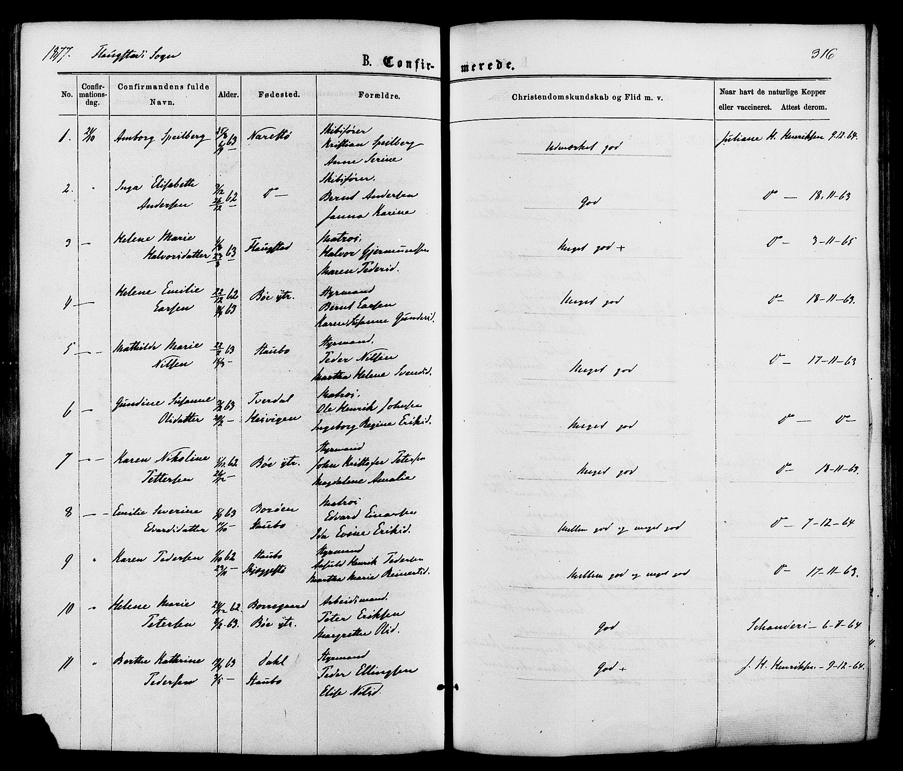 Dypvåg sokneprestkontor, SAK/1111-0007/F/Fa/Faa/L0007: Parish register (official) no. A 7 /2, 1877-1884, p. 316