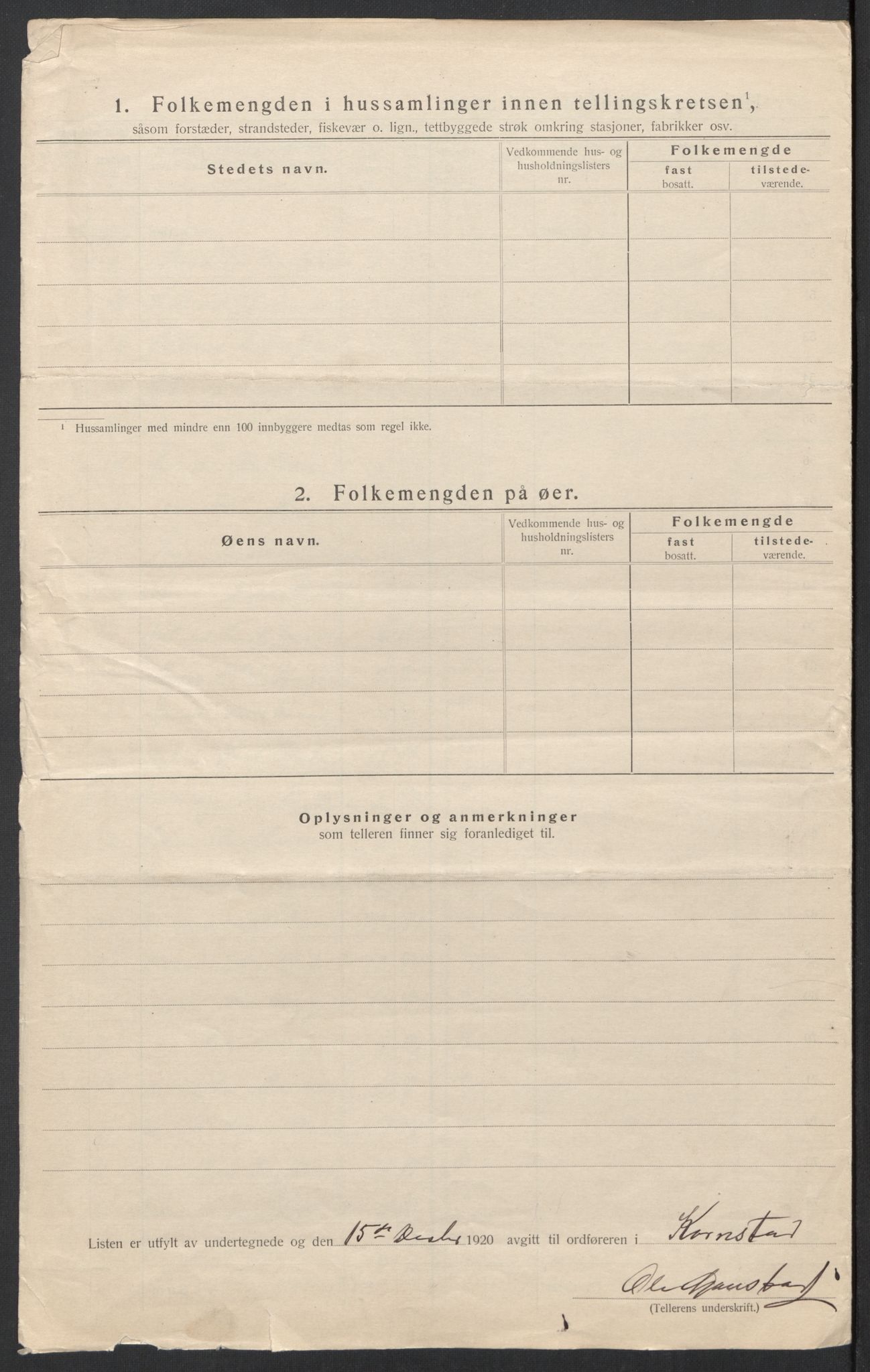 SAT, 1920 census for Kornstad, 1920, p. 26