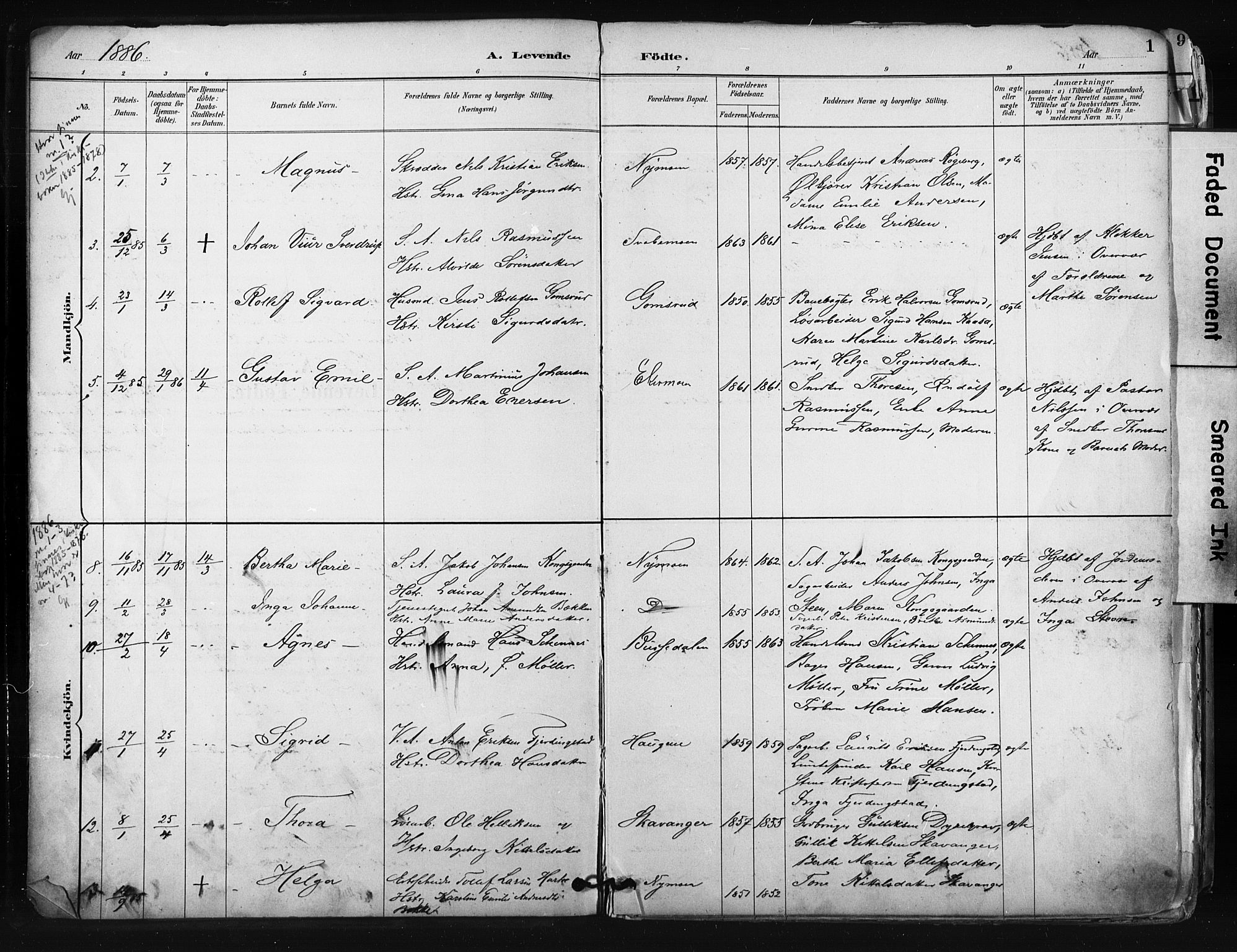 Kongsberg kirkebøker, SAKO/A-22/F/Fb/L0002: Parish register (official) no. II 2, 1886-1896, p. 1