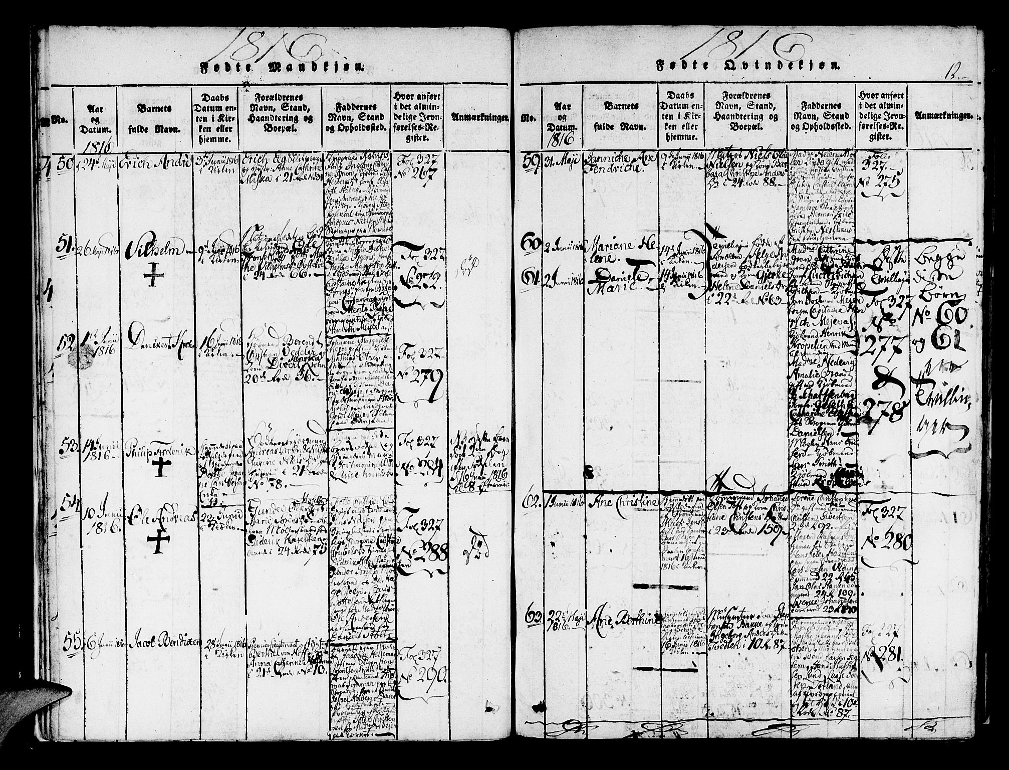 Korskirken sokneprestembete, SAB/A-76101/H/Haa/L0013: Parish register (official) no. A 13, 1815-1822, p. 12
