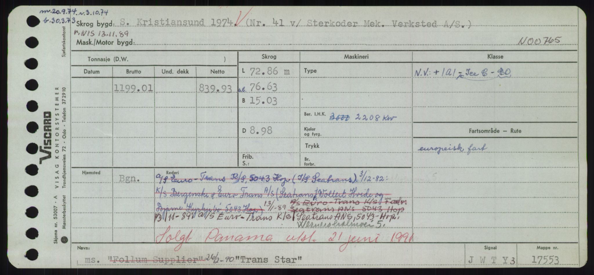 Sjøfartsdirektoratet med forløpere, Skipsmålingen, RA/S-1627/H/Hd/L0039: Fartøy, Ti-Tø, p. 511