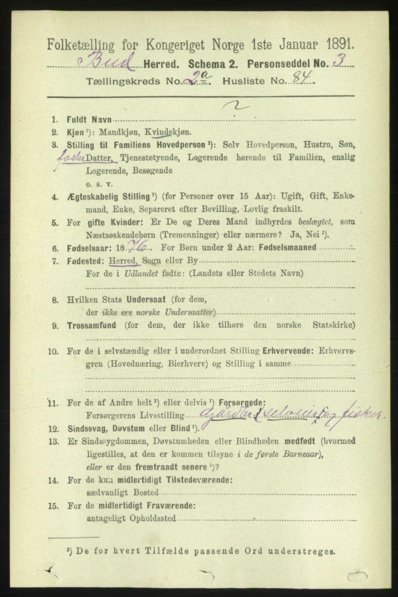 RA, 1891 census for 1549 Bud, 1891, p. 1188