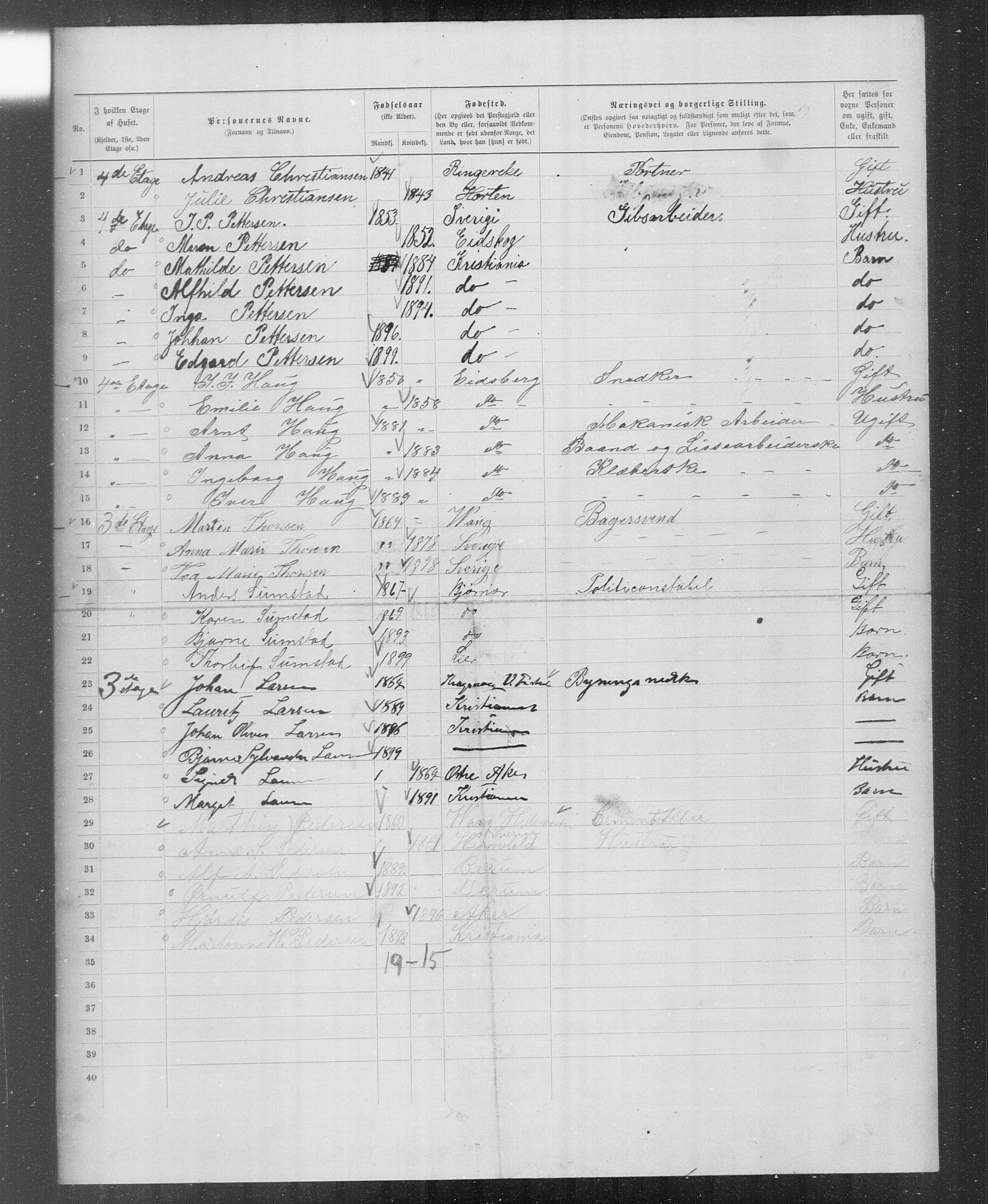 OBA, Municipal Census 1899 for Kristiania, 1899, p. 6085