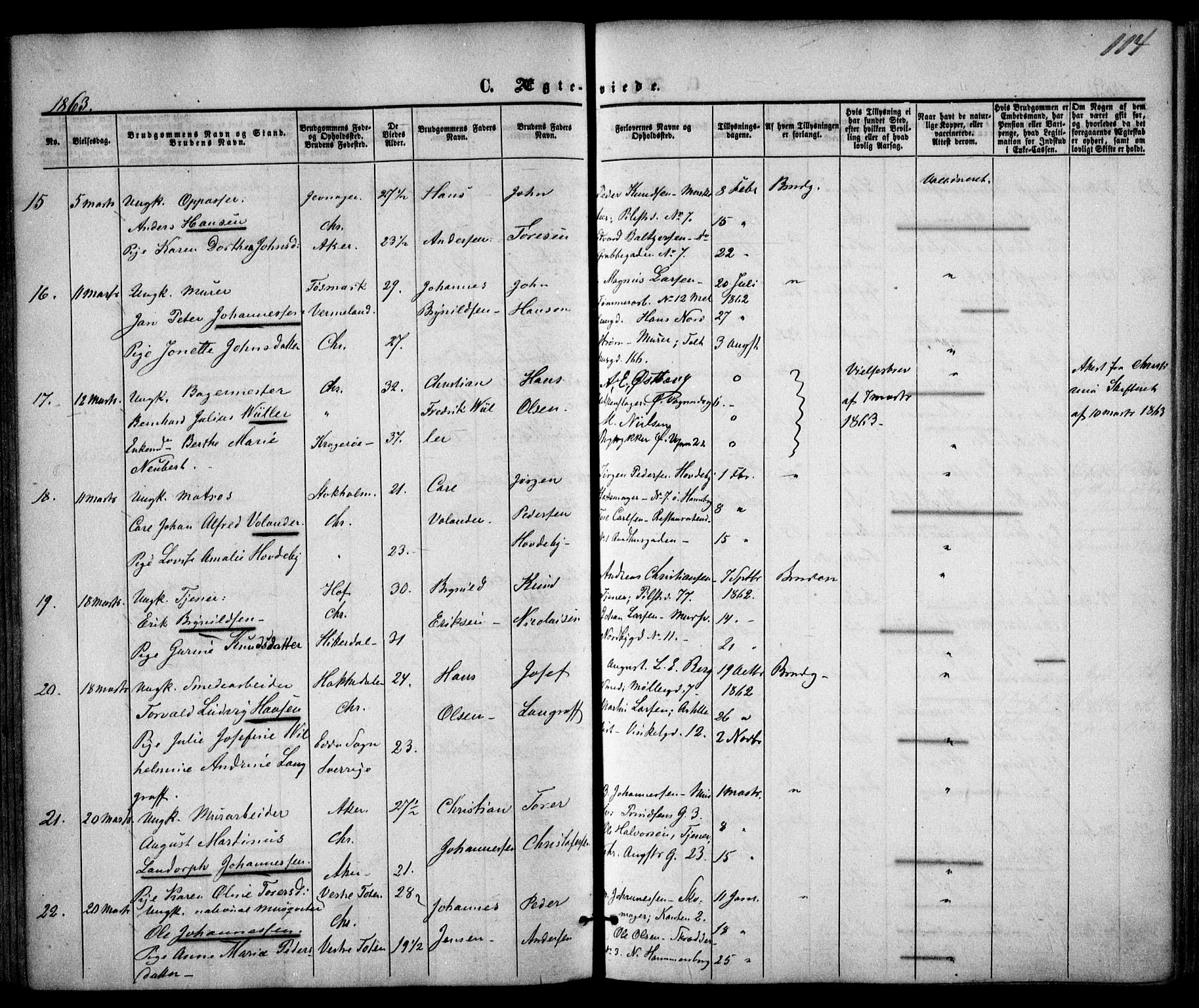 Trefoldighet prestekontor Kirkebøker, AV/SAO-A-10882/F/Fc/L0001: Parish register (official) no. III 1, 1858-1874, p. 114