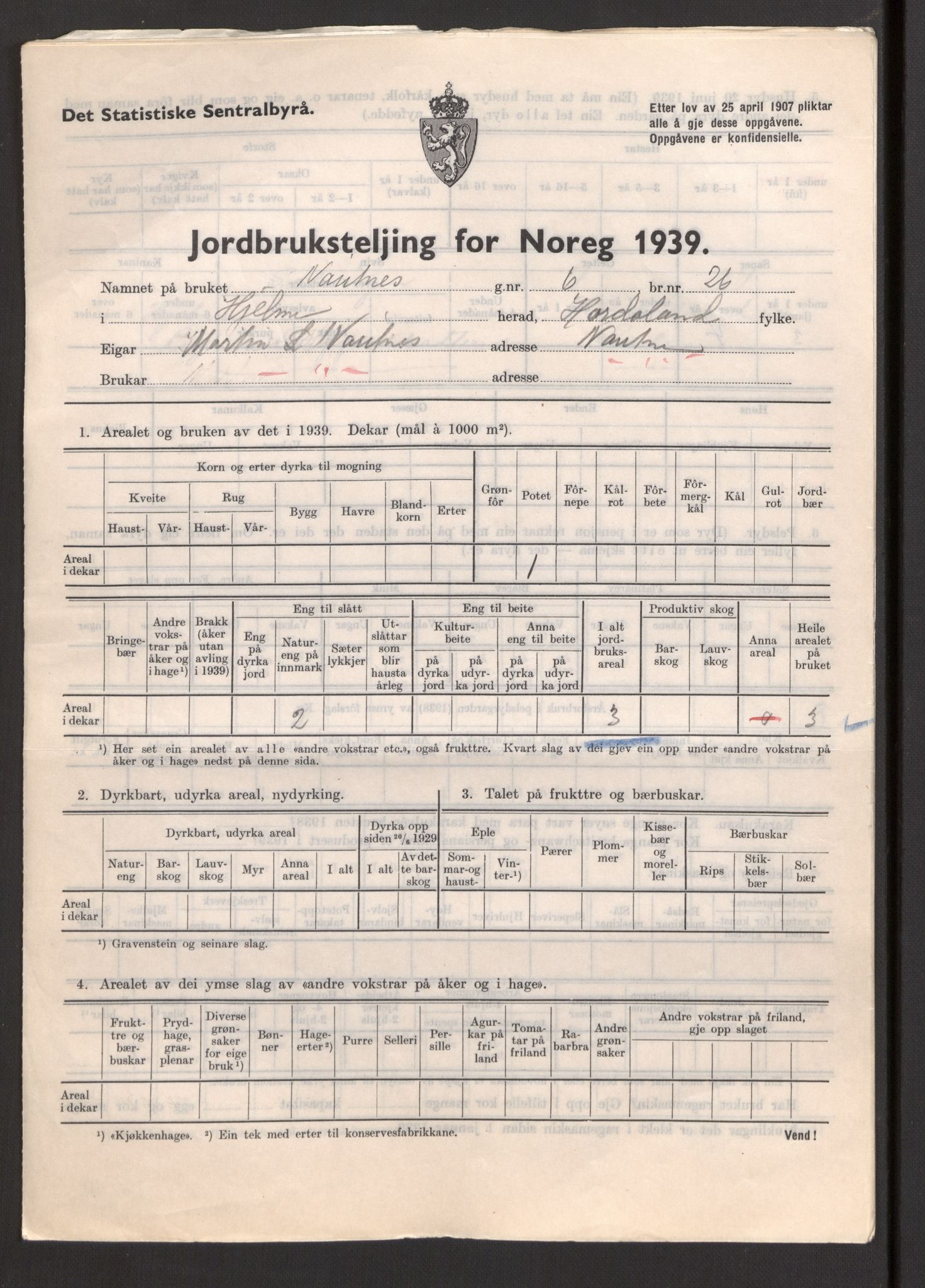 Statistisk sentralbyrå, Næringsøkonomiske emner, Jordbruk, skogbruk, jakt, fiske og fangst, AV/RA-S-2234/G/Gb/L0211: Hordaland: Herdla, Hjelme og Manger, 1939, p. 1163