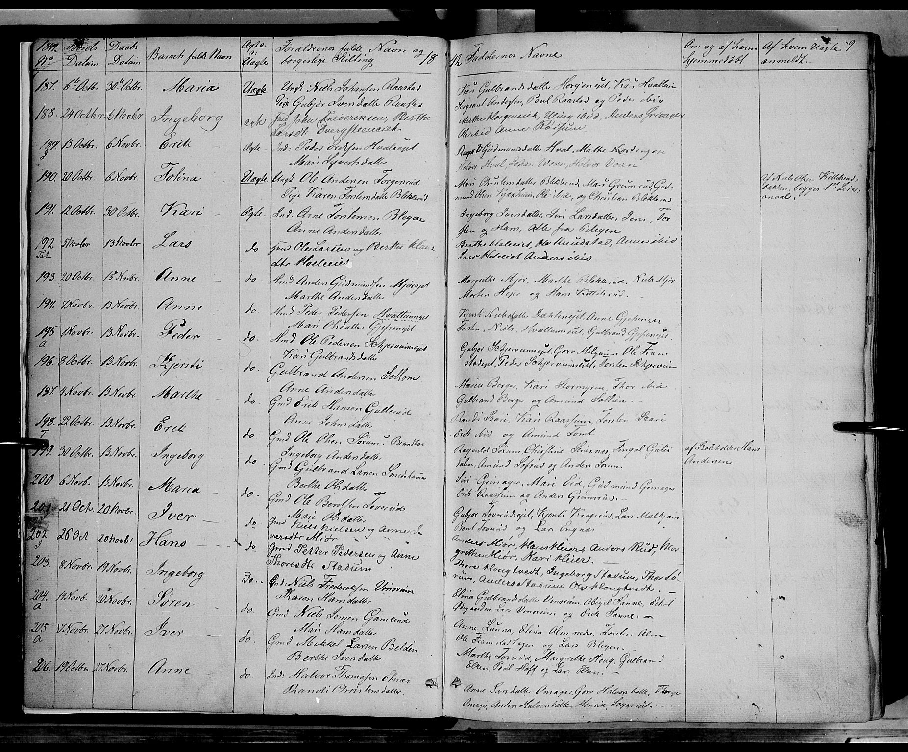 Gran prestekontor, AV/SAH-PREST-112/H/Ha/Haa/L0011: Parish register (official) no. 11, 1842-1856, p. 8-9