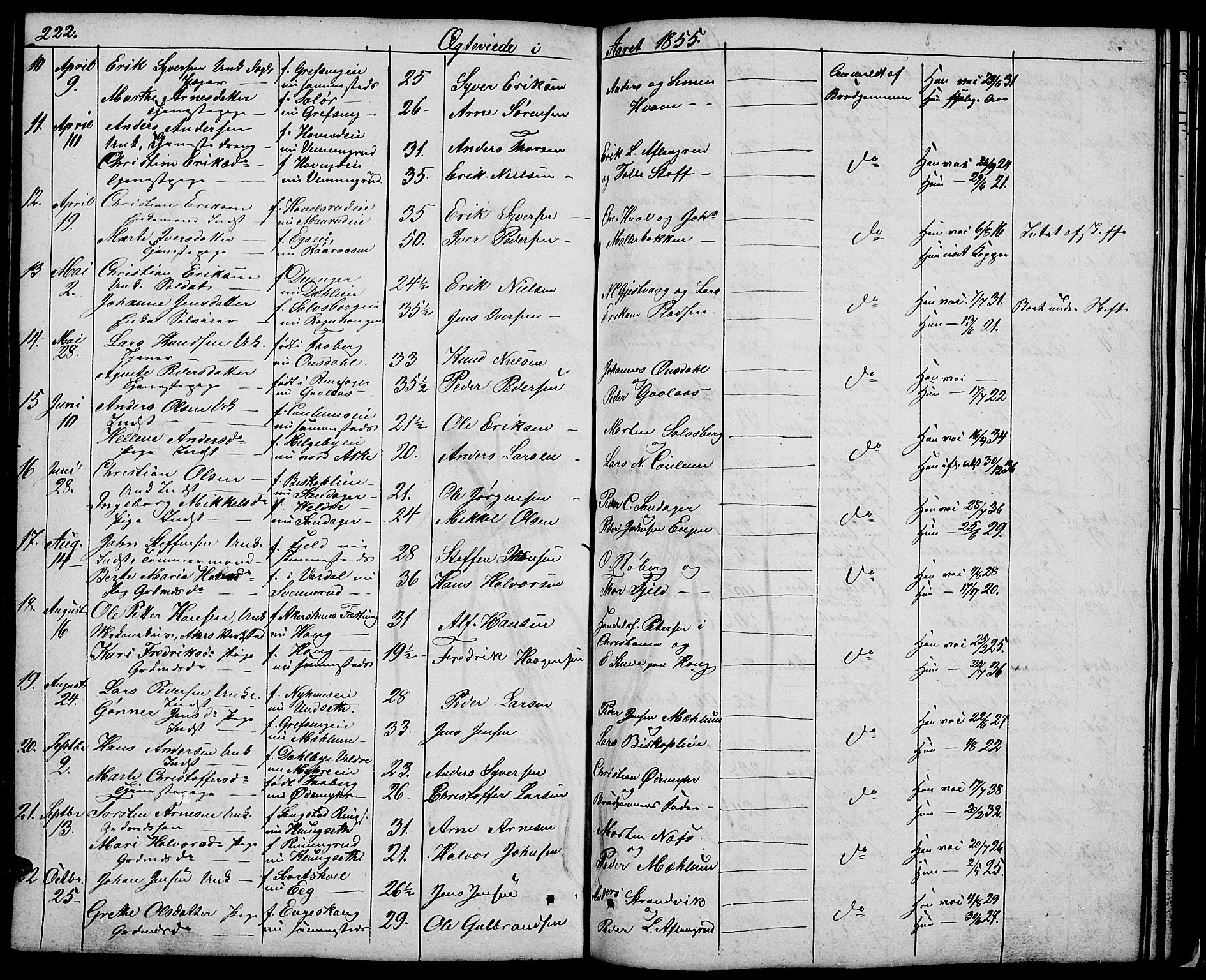 Nes prestekontor, Hedmark, AV/SAH-PREST-020/L/La/L0004: Parish register (copy) no. 4, 1832-1861, p. 222