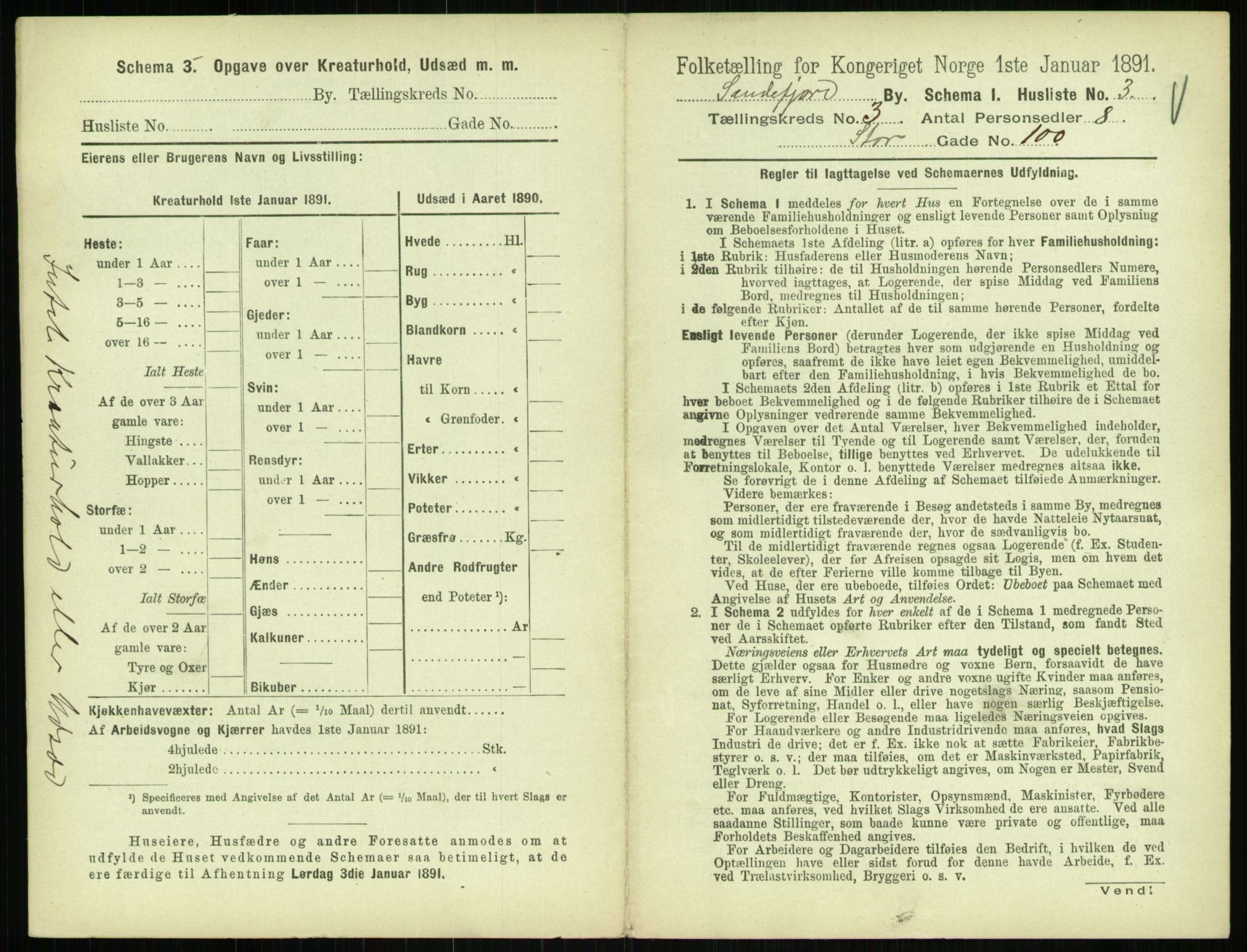 RA, 1891 census for 0706 Sandefjord, 1891, p. 259