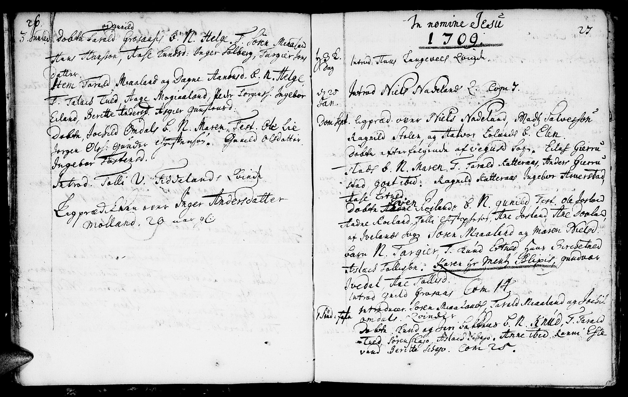 Evje sokneprestkontor, AV/SAK-1111-0008/F/Fa/Fac/L0001: Parish register (official) no. A 1, 1705-1764, p. 26-27