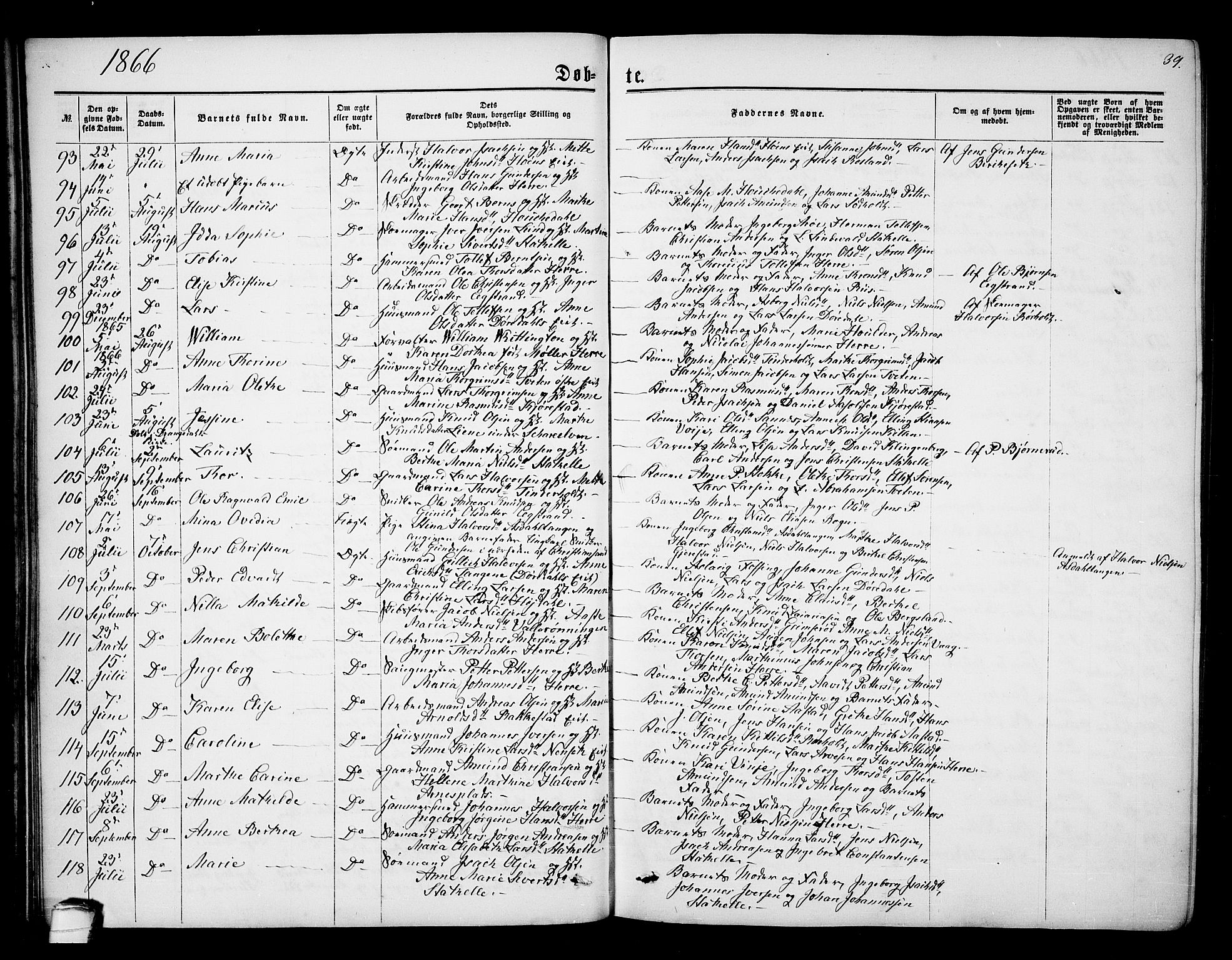 Bamble kirkebøker, AV/SAKO-A-253/G/Ga/L0006: Parish register (copy) no. I 6, 1860-1876, p. 39