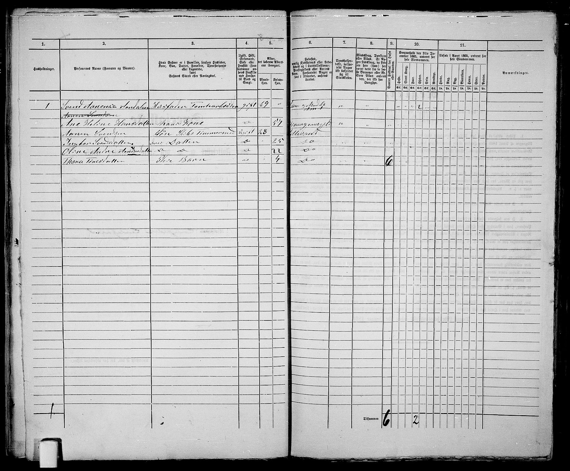 RA, 1865 census for Vestre Moland/Lillesand, 1865, p. 23