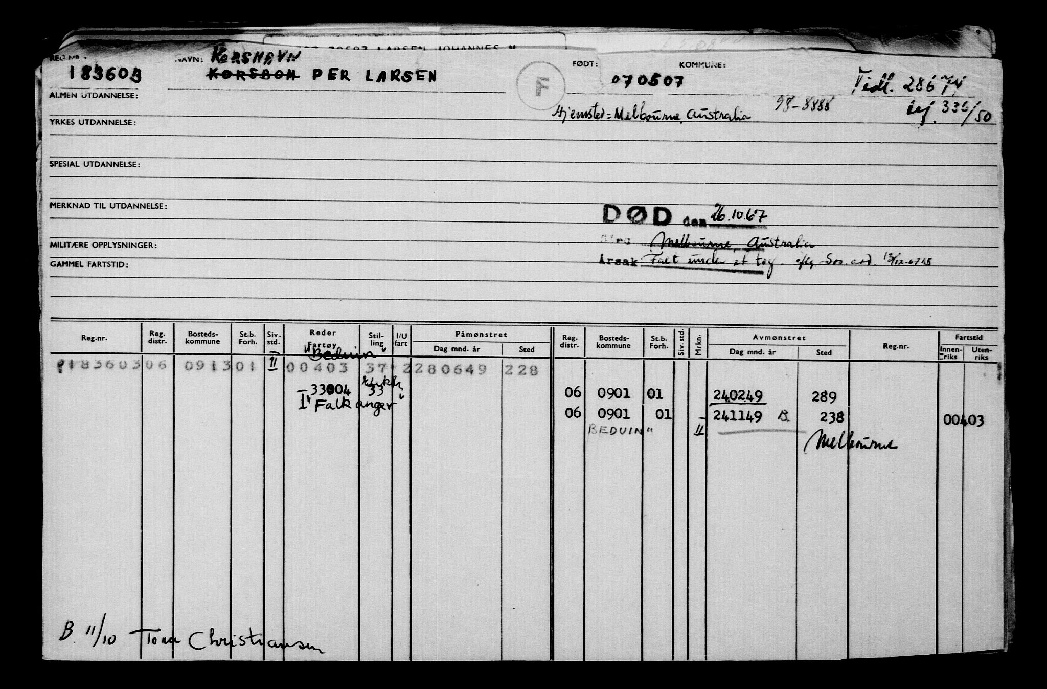 Direktoratet for sjømenn, AV/RA-S-3545/G/Gb/L0071: Hovedkort, 1907, p. 95