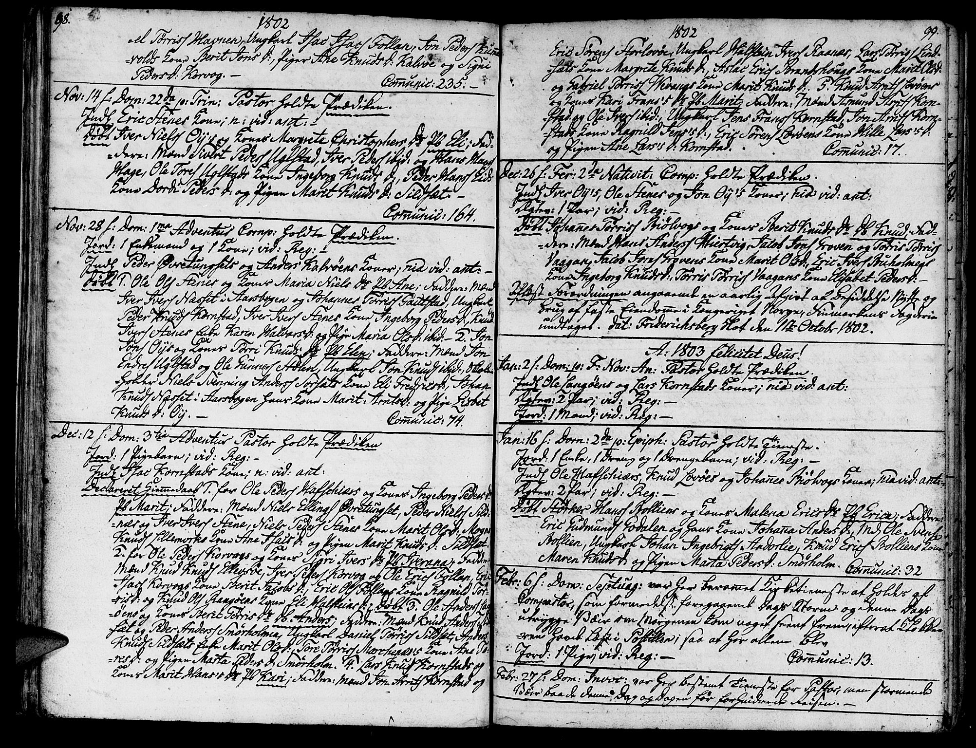 Ministerialprotokoller, klokkerbøker og fødselsregistre - Møre og Romsdal, AV/SAT-A-1454/570/L0830: Parish register (official) no. 570A04, 1789-1819, p. 98-99
