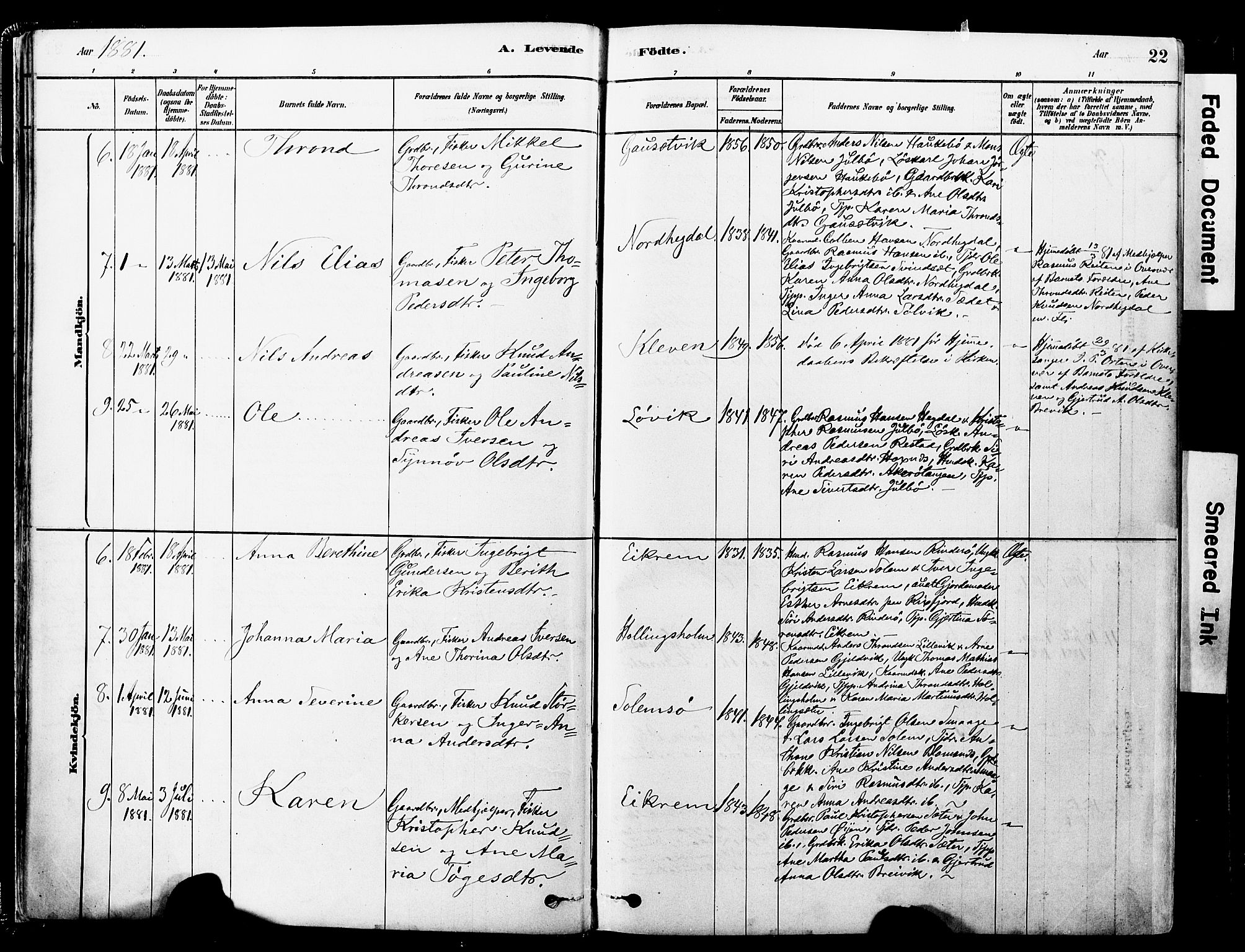 Ministerialprotokoller, klokkerbøker og fødselsregistre - Møre og Romsdal, AV/SAT-A-1454/560/L0721: Parish register (official) no. 560A05, 1878-1917, p. 22