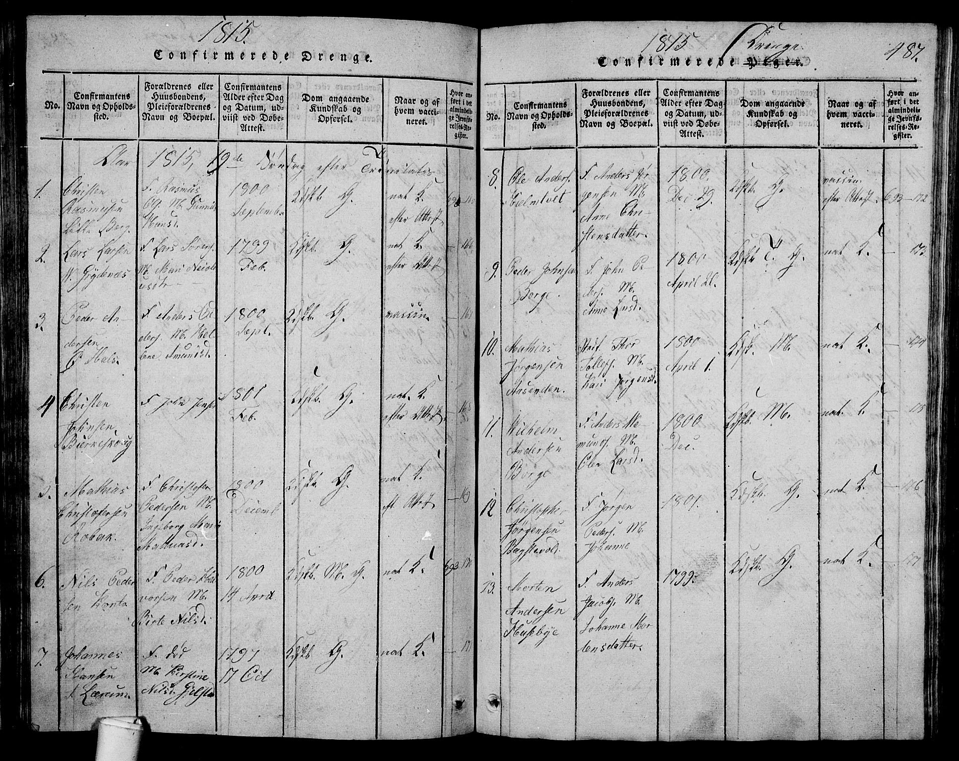 Våle kirkebøker, AV/SAKO-A-334/G/Ga/L0001: Parish register (copy) no. I 1, 1814-1824, p. 486-487
