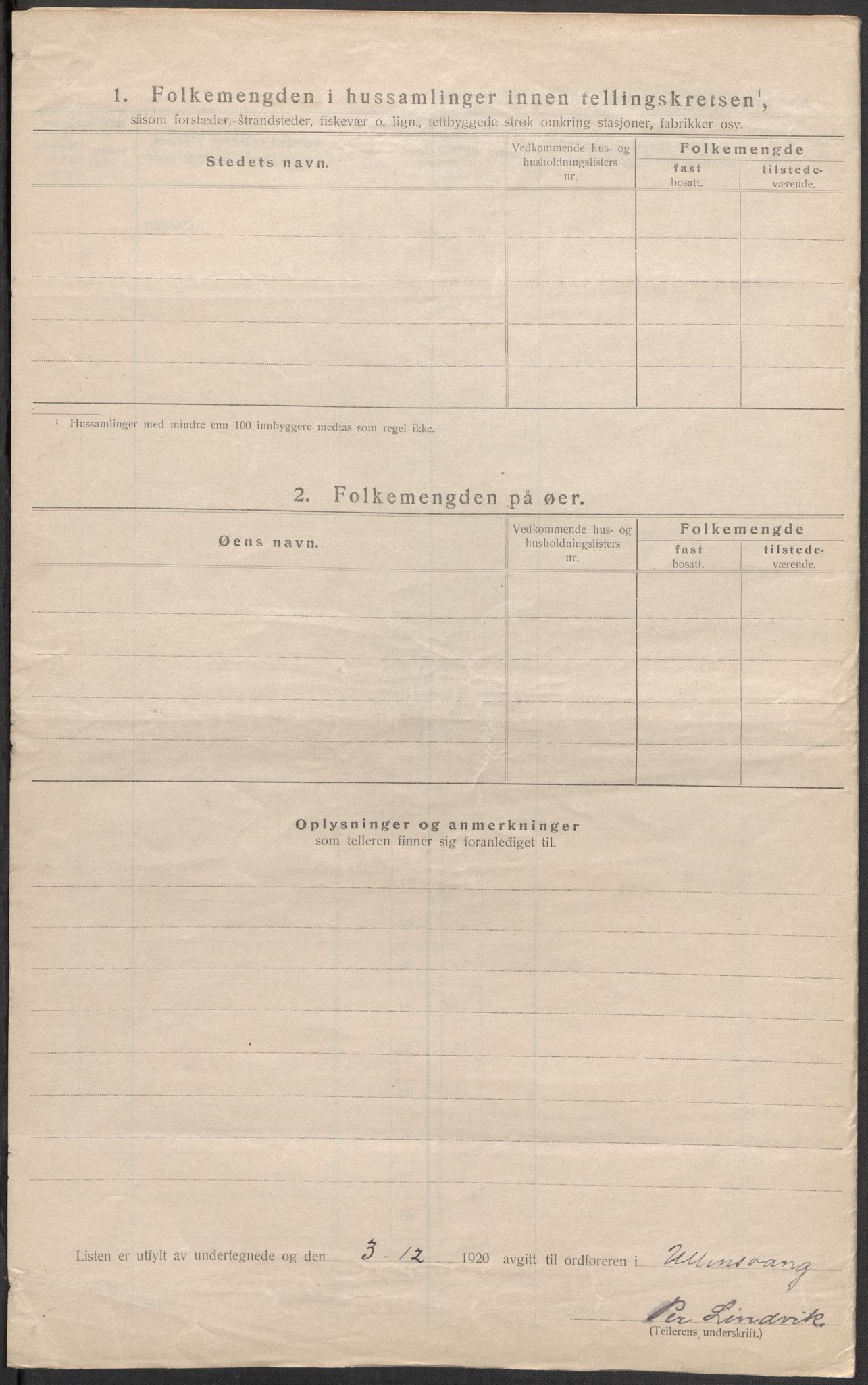 SAB, 1920 census for Ullensvang, 1920, p. 7