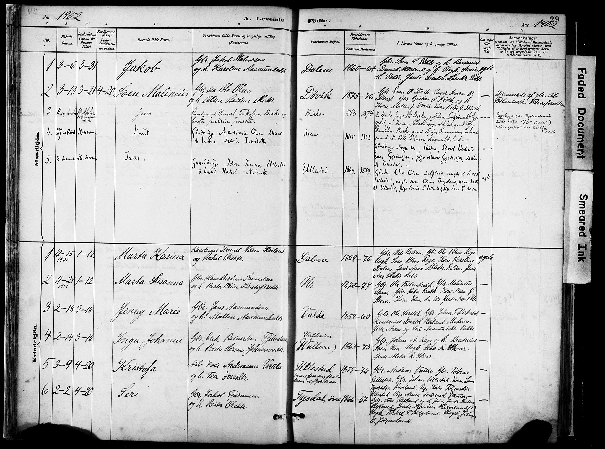 Hjelmeland sokneprestkontor, AV/SAST-A-101843/02/A/L0001: Parish register (official) no. A 16, 1887-1926, p. 29