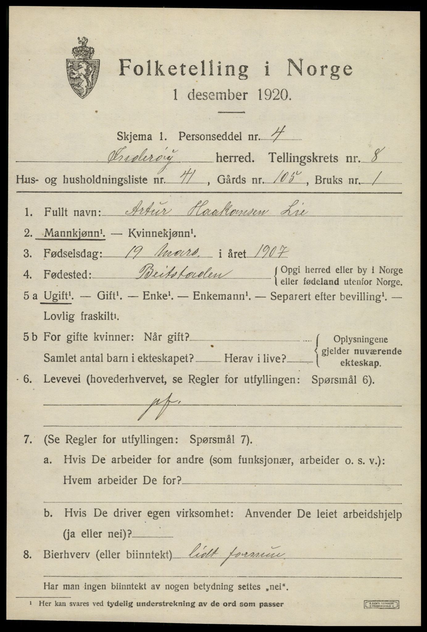 SAT, 1920 census for Inderøy, 1920, p. 5999