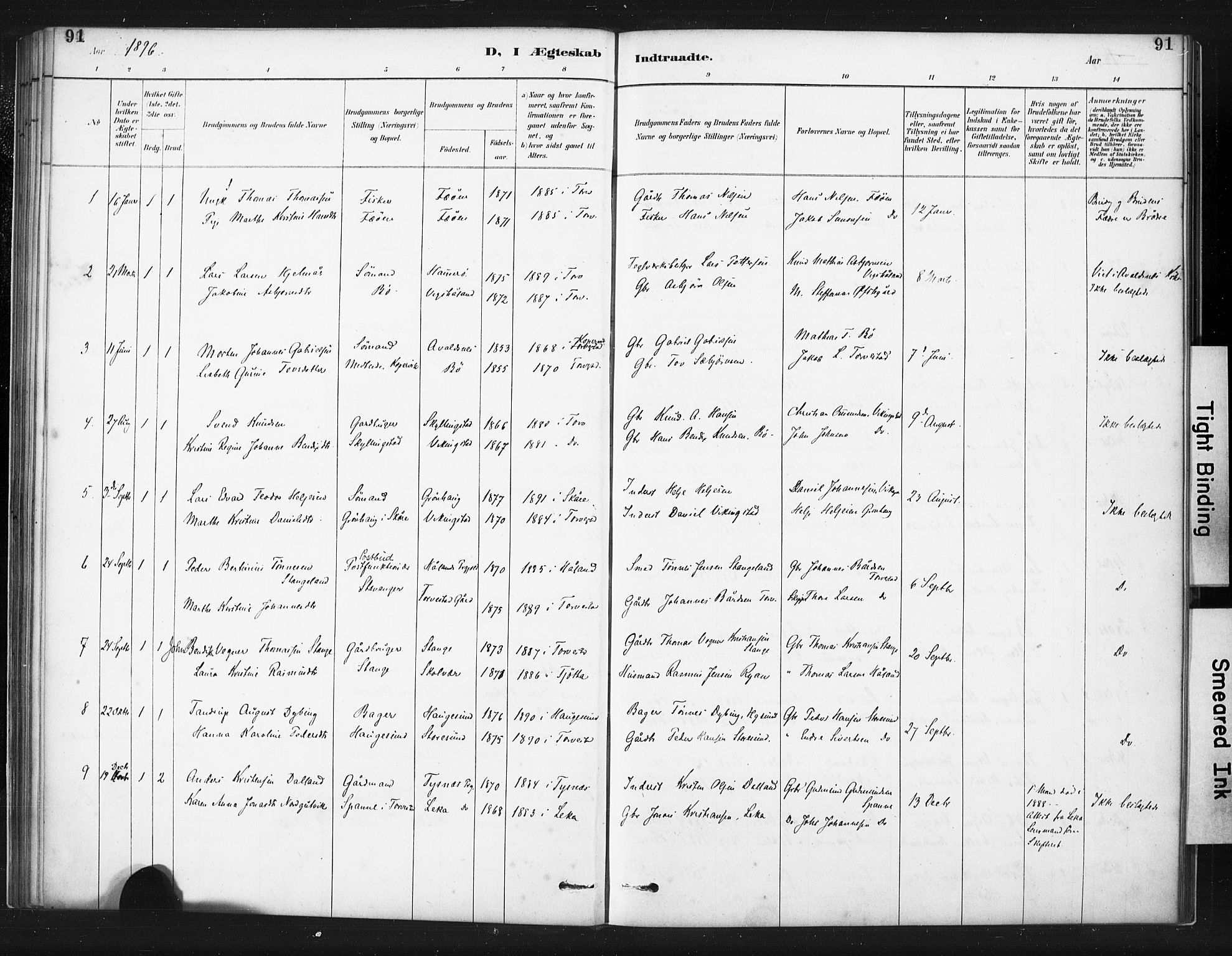 Torvastad sokneprestkontor, AV/SAST-A -101857/H/Ha/Haa/L0015: Parish register (official) no. A 14, 1888-1899, p. 91