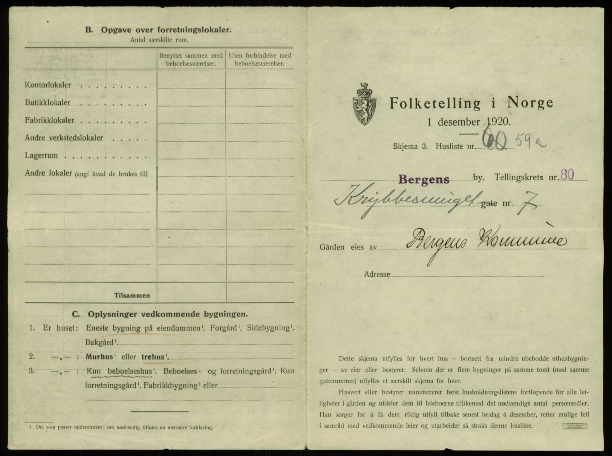 SAB, 1920 census for Bergen, 1920, p. 7683