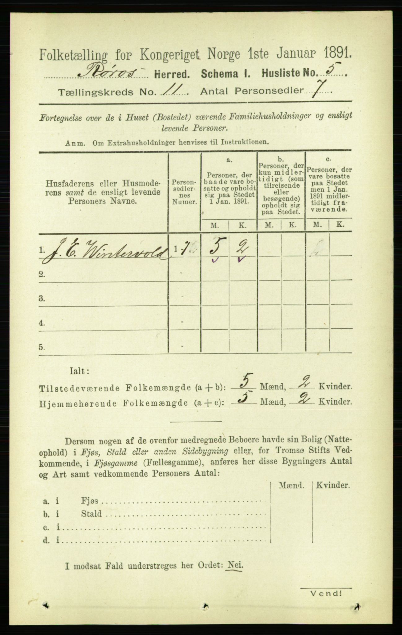 RA, 1891 census for 1640 Røros, 1891, p. 2211