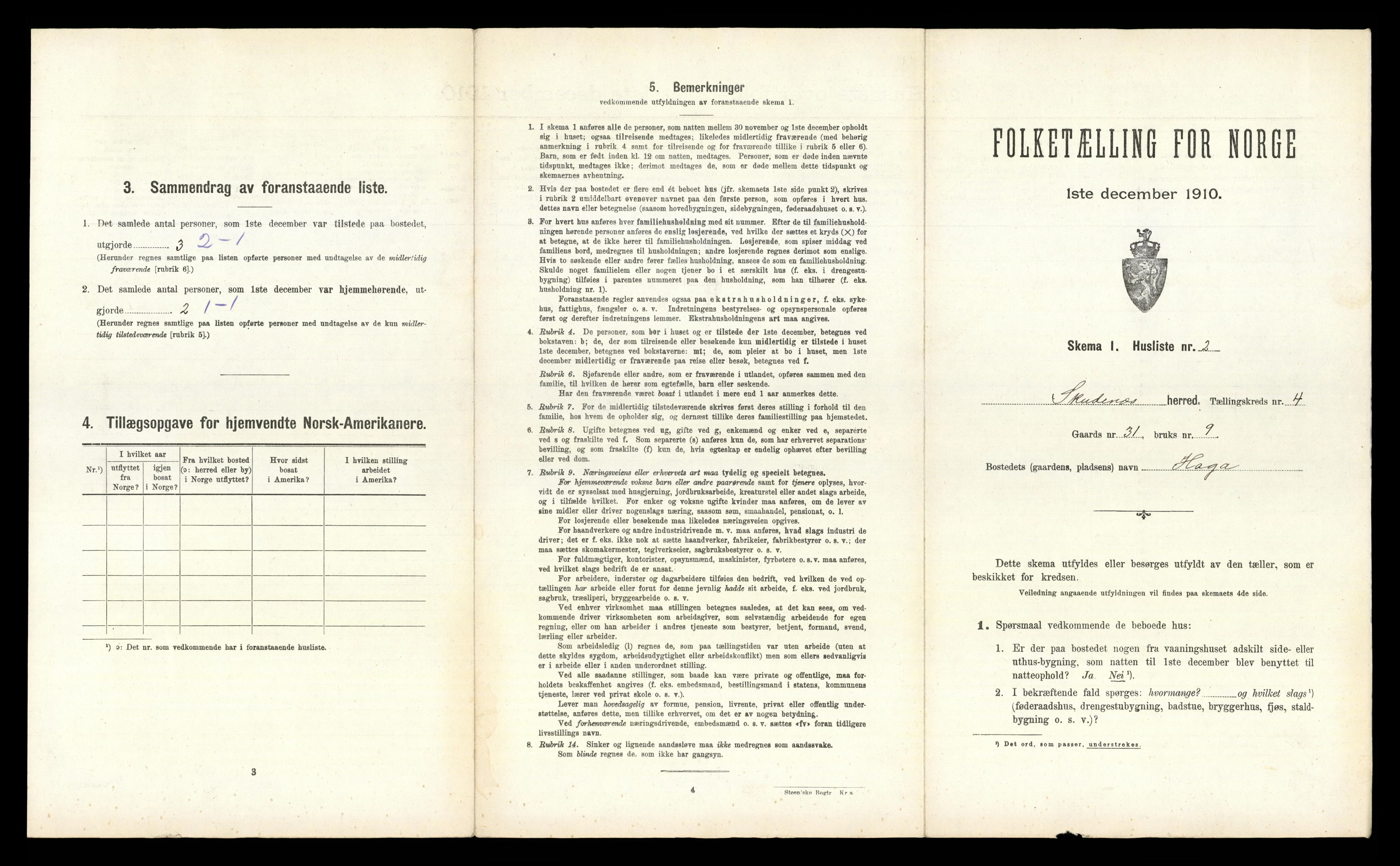 RA, 1910 census for Skudenes, 1910, p. 473