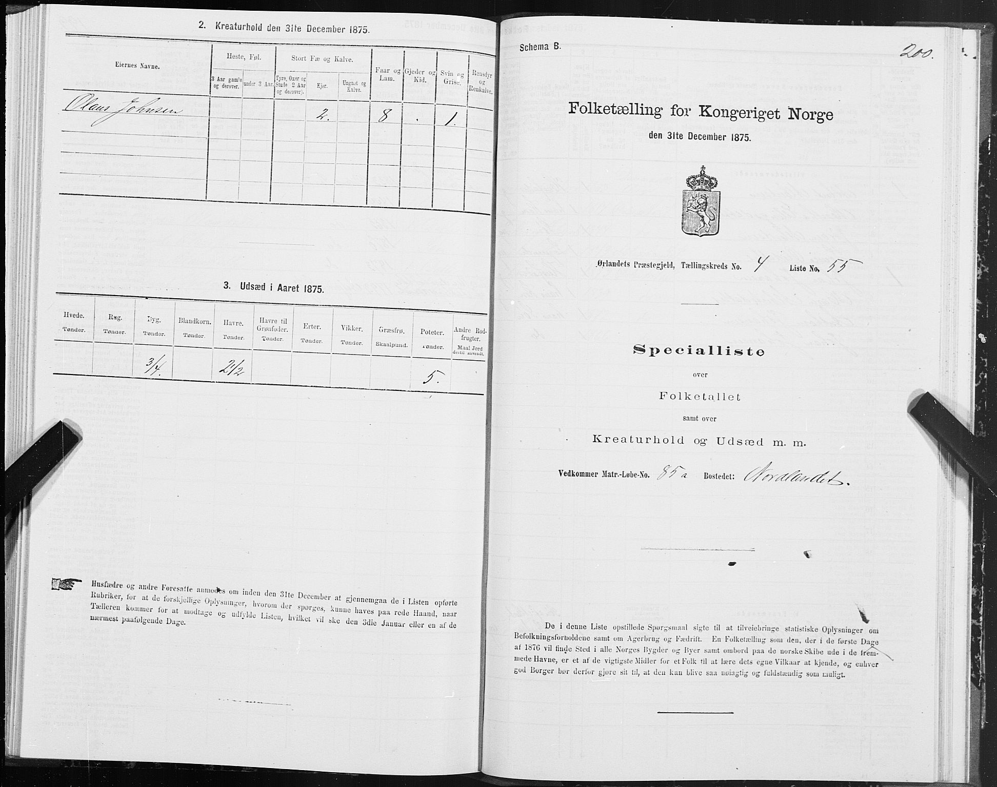 SAT, 1875 census for 1621P Ørland, 1875, p. 2200