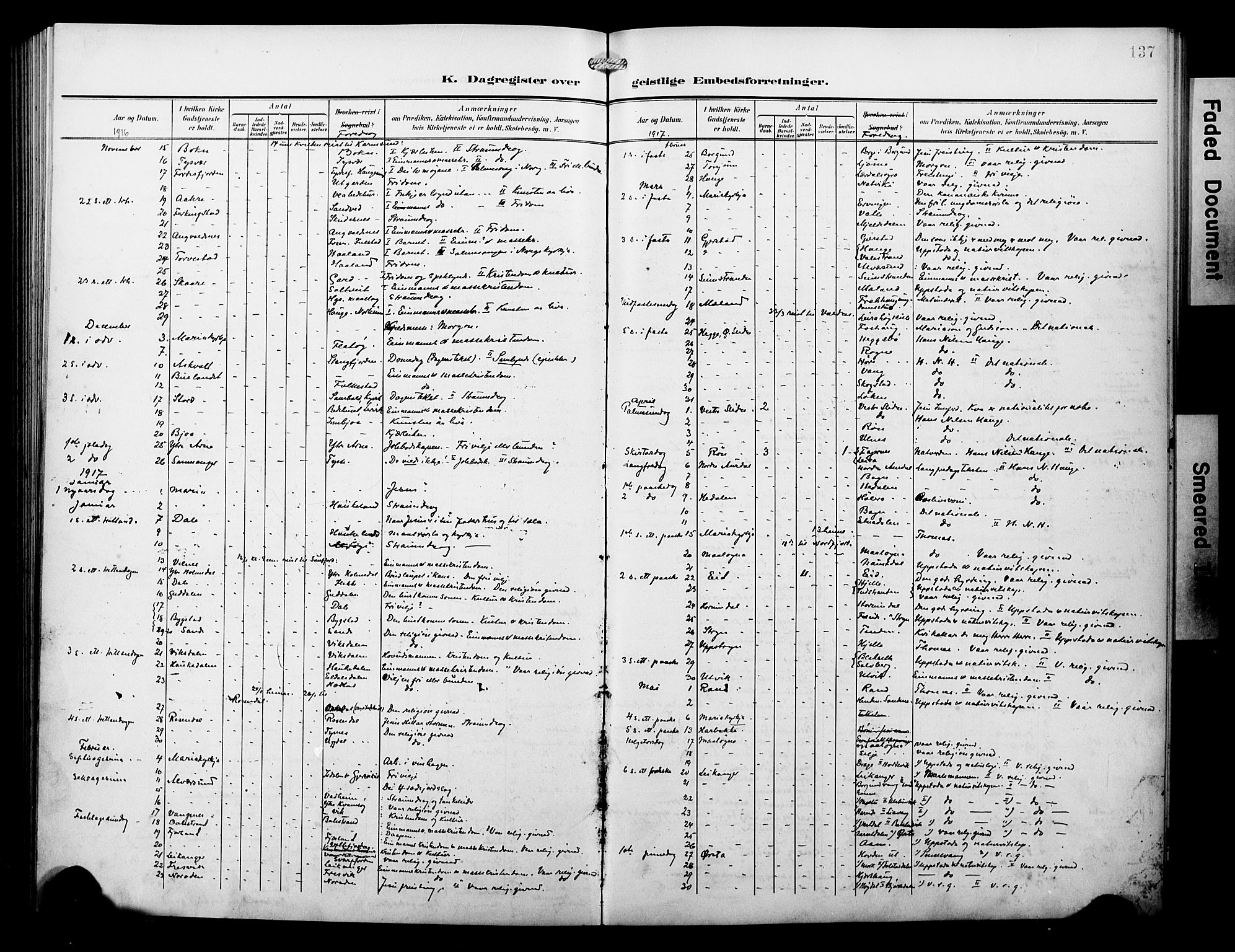 Arkivreferanse mangler*, SAB/-: Parish register (official) no. A 1, 1907-1928, p. 137