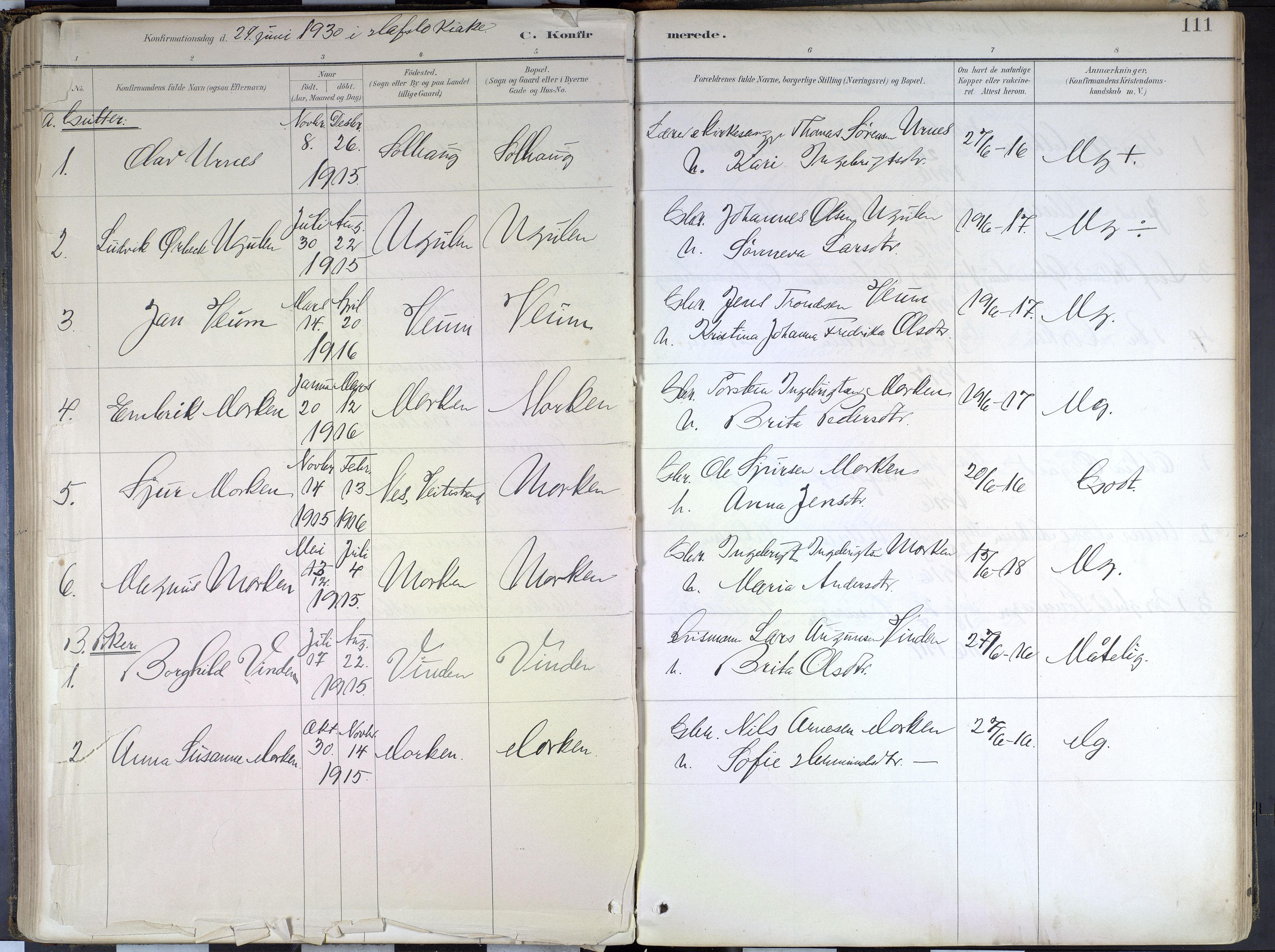 Hafslo sokneprestembete, SAB/A-80301/H/Haa/Haad/L0001: Parish register (official) no. D 1, 1886-1934, p. 111