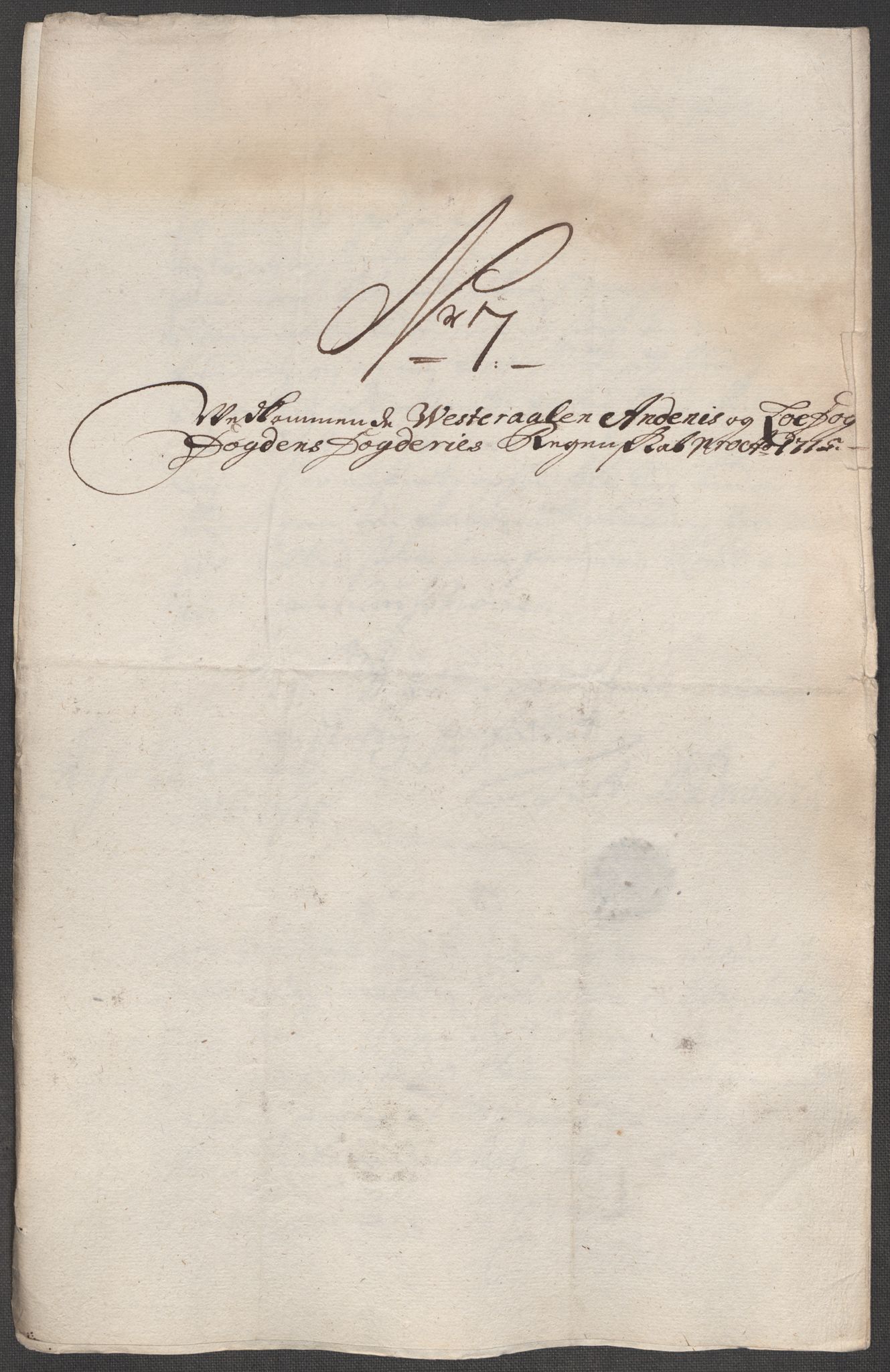 Rentekammeret inntil 1814, Reviderte regnskaper, Fogderegnskap, RA/EA-4092/R67/L4681: Fogderegnskap Vesterålen, Andenes og Lofoten, 1715, p. 85