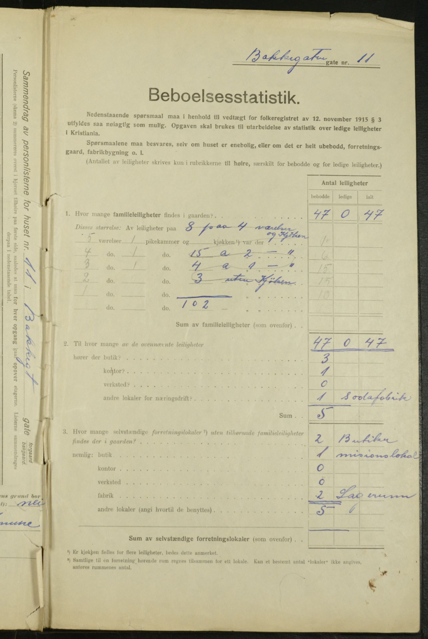 OBA, Municipal Census 1916 for Kristiania, 1916, p. 2838