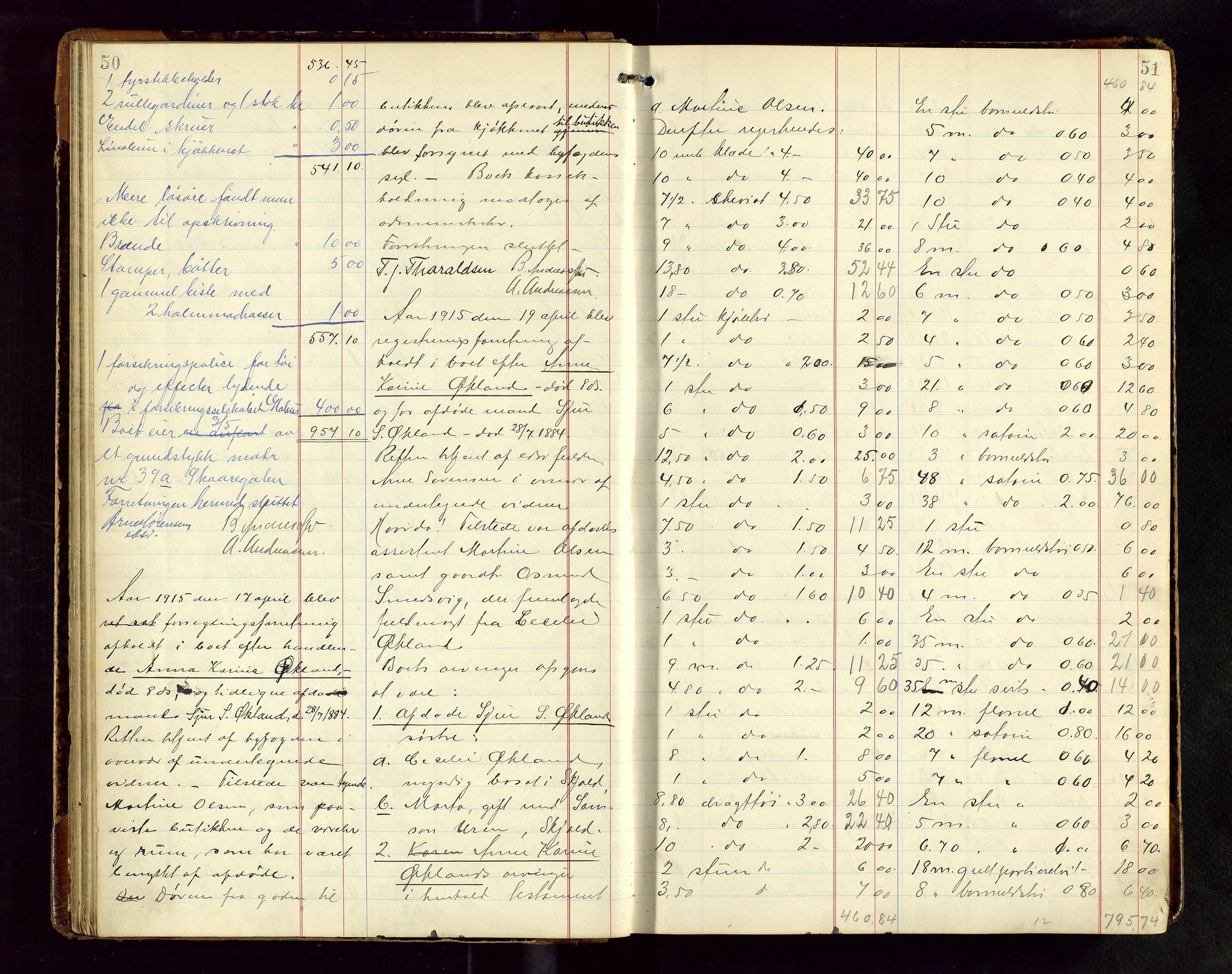 Haugesund tingrett, AV/SAST-A-101415/01/IV/IVB/L0004: Skifteregistreringsprotokoll, med register, 1914-1923, p. 50-51