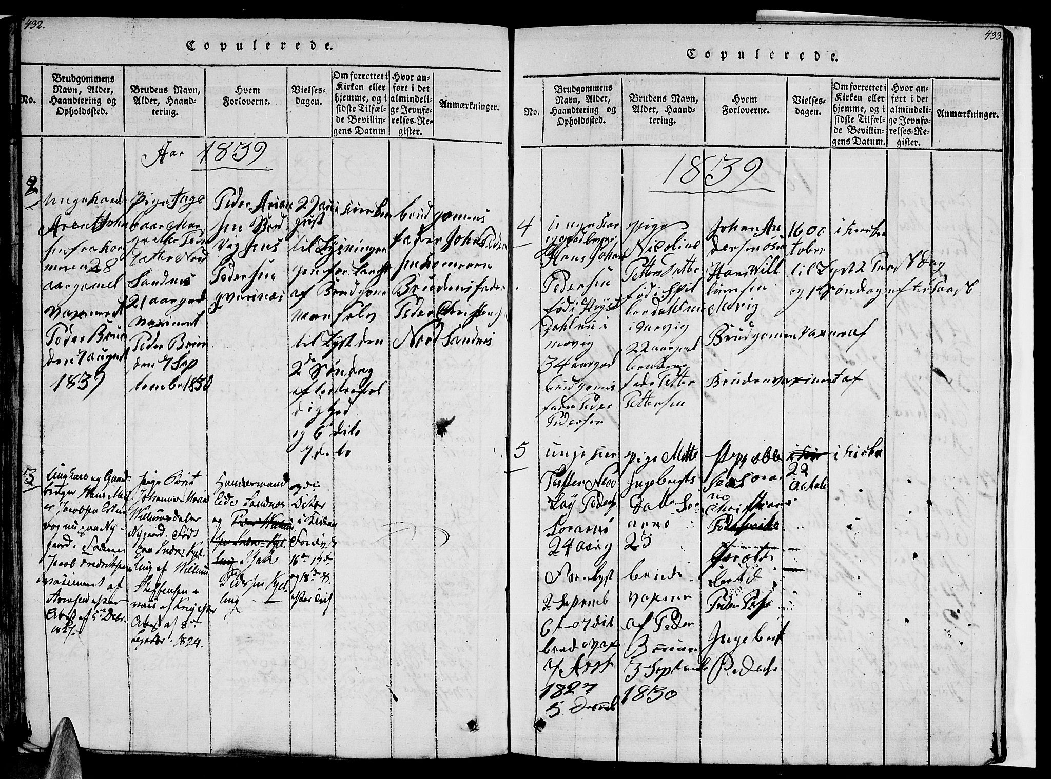 Ministerialprotokoller, klokkerbøker og fødselsregistre - Nordland, SAT/A-1459/805/L0105: Parish register (copy) no. 805C01, 1820-1839, p. 432-433
